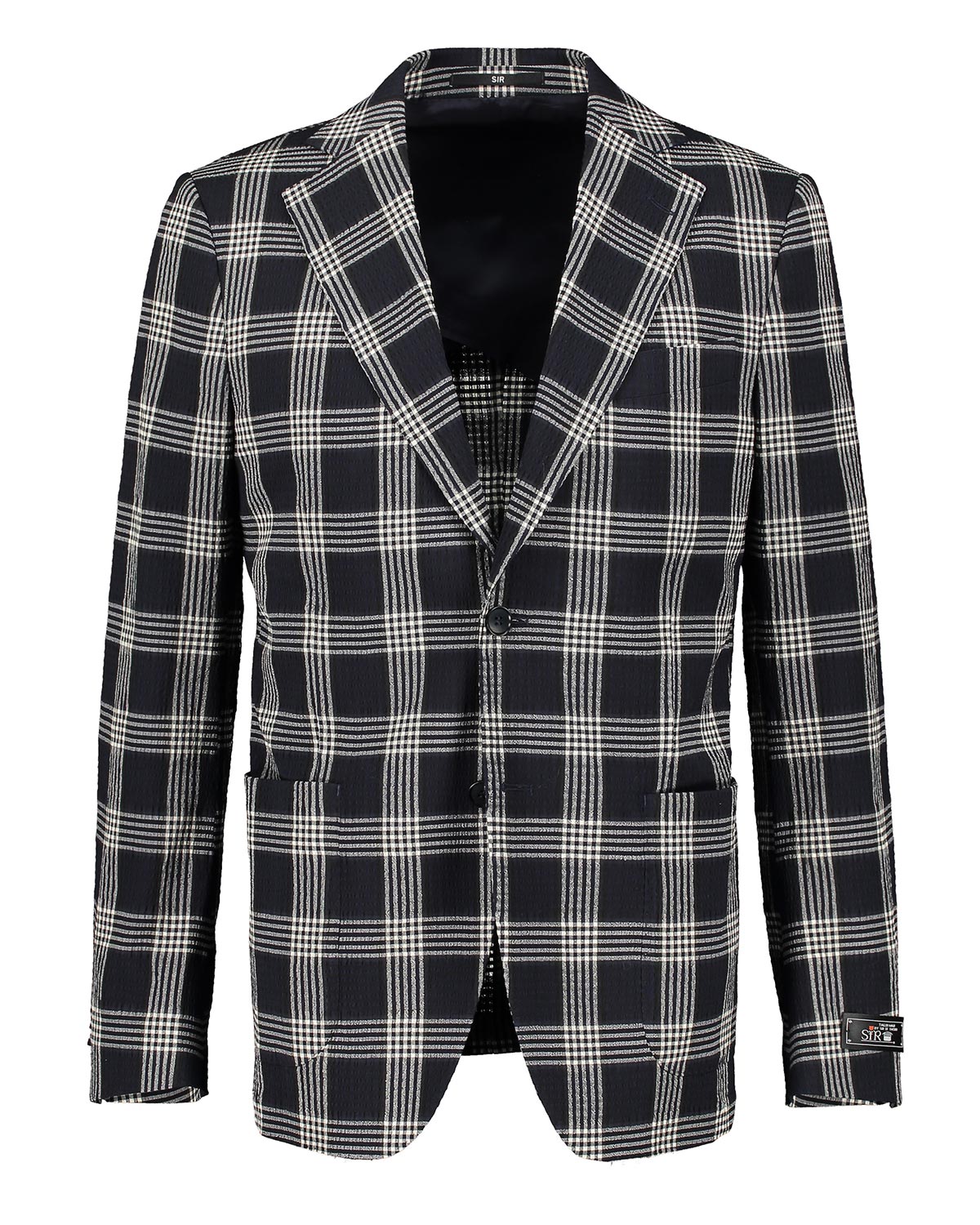 Ness Navy Glencheck Seersucker Jacket