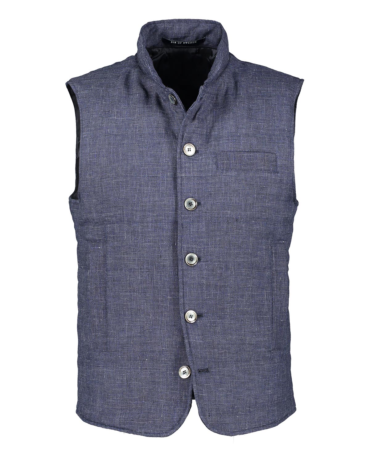 Kim Navy Houndstooth Linen Vest