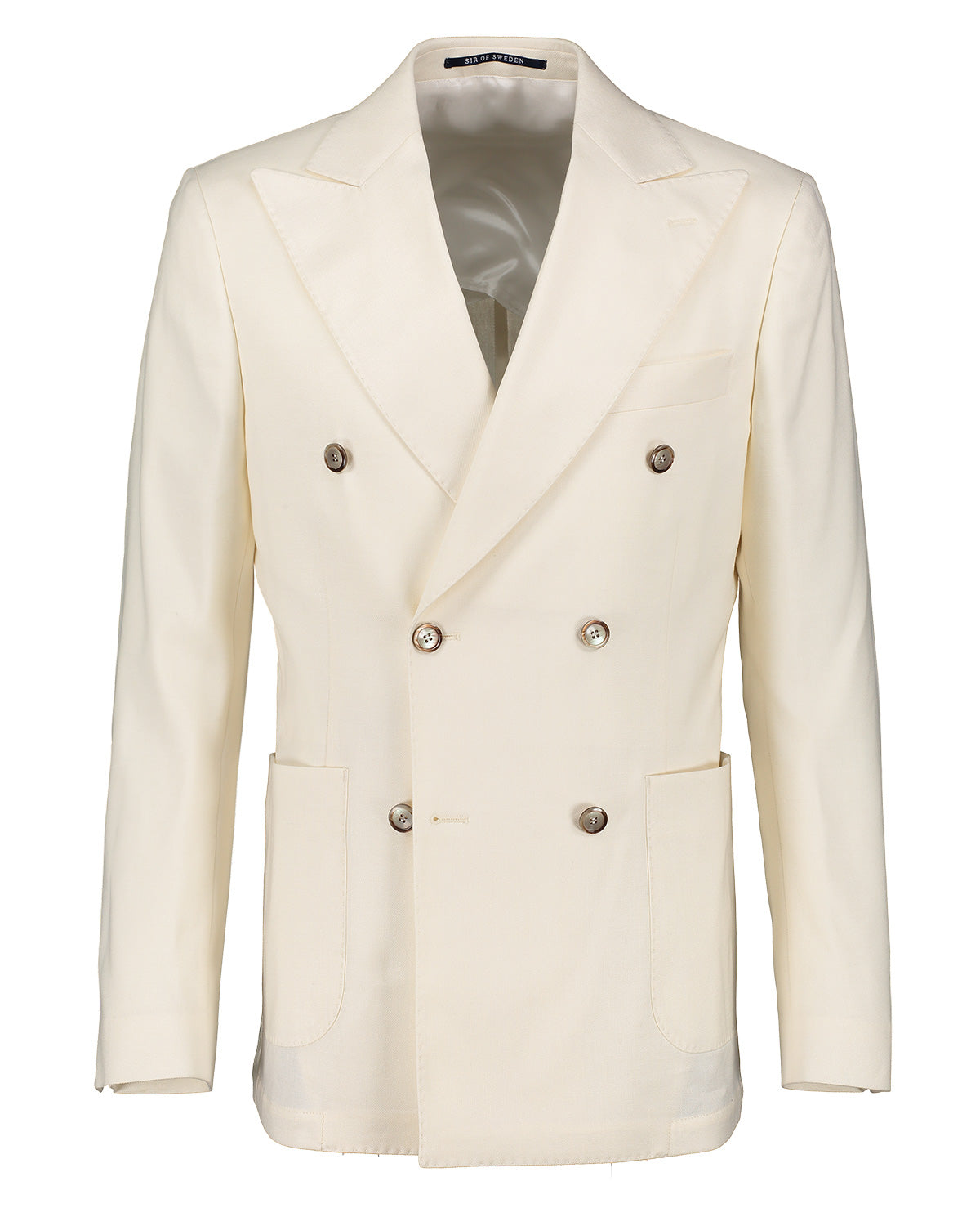 Malone White Doublebreasted Peak Lapels Jacket Front