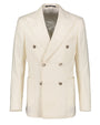 Malone White Doublebreasted Peak Lapels Jacket Front