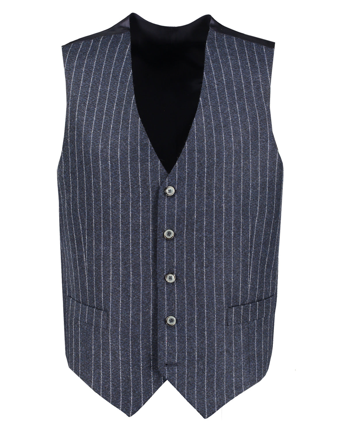 Jack Blue Chalk Stripe Flannel Waistcoat