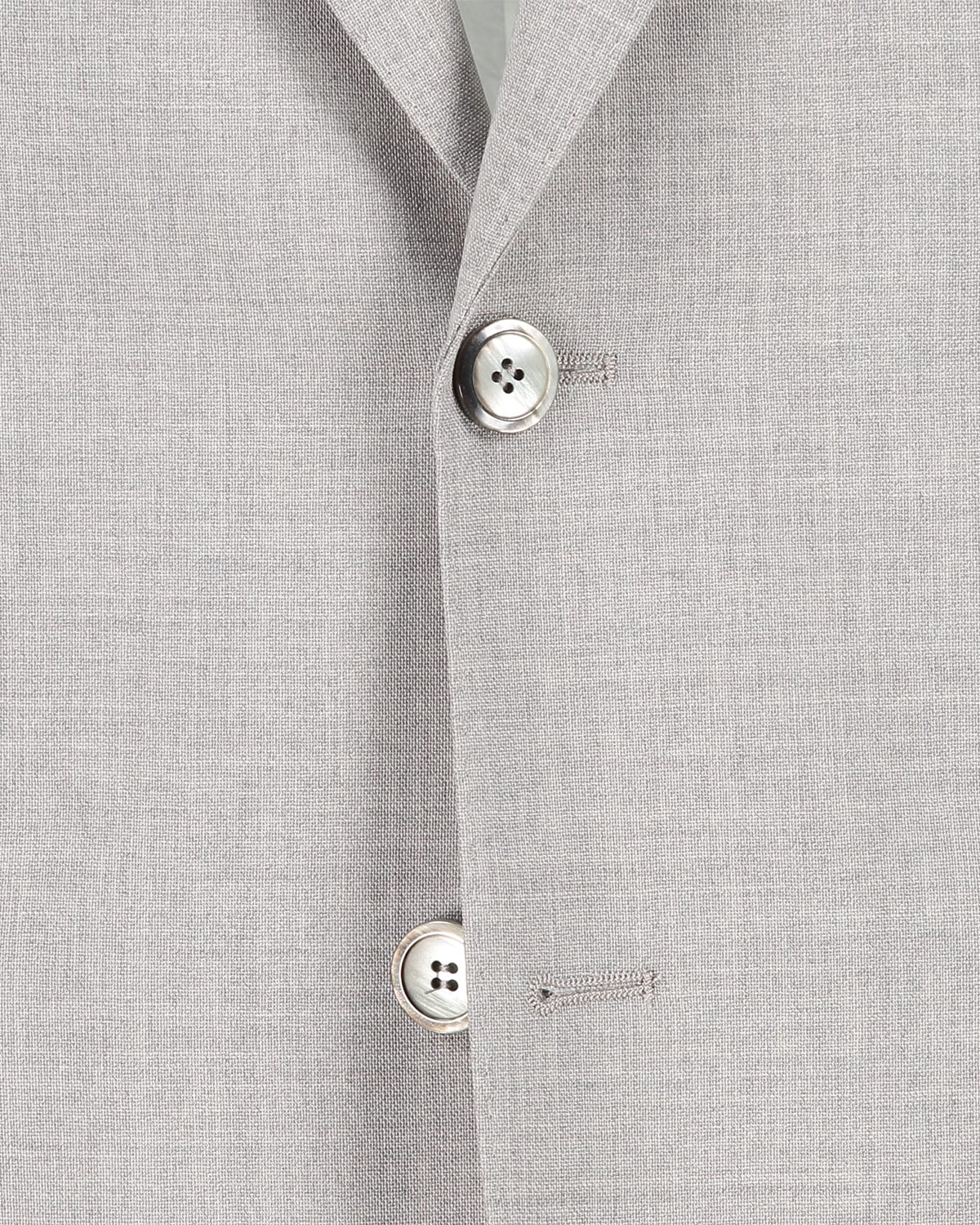 Light Grey Wool Suit Jacket Front Closeup Fabric Detail