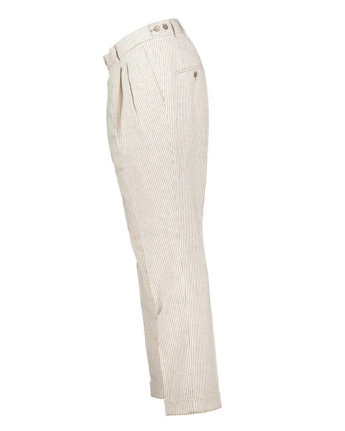 Brett Beige Linen Seersucker Trousers