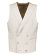 Vito Beige Linen Seersucker Waistcoat