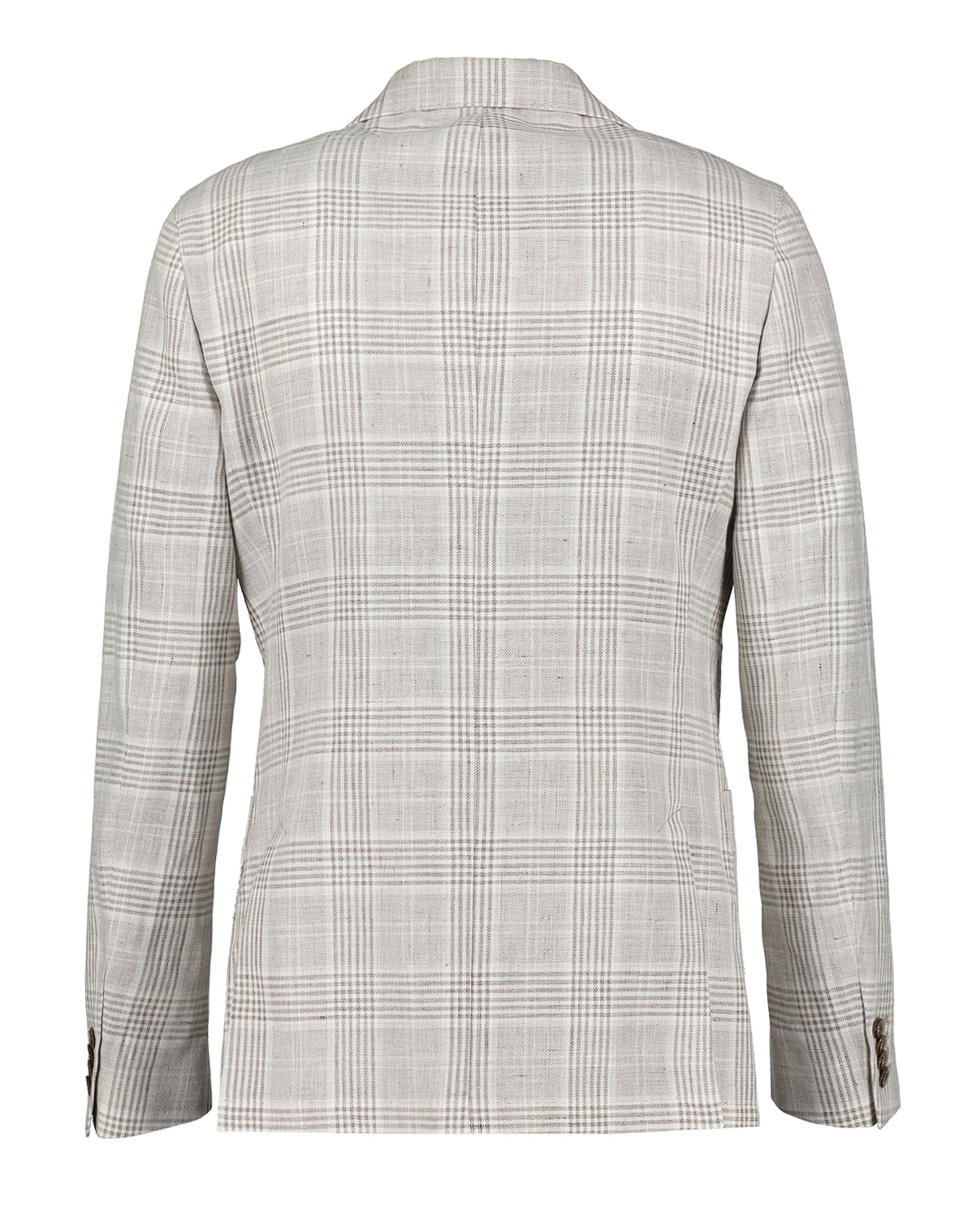 Riviera Beige Glencheck Cotton Linen Jacket Back