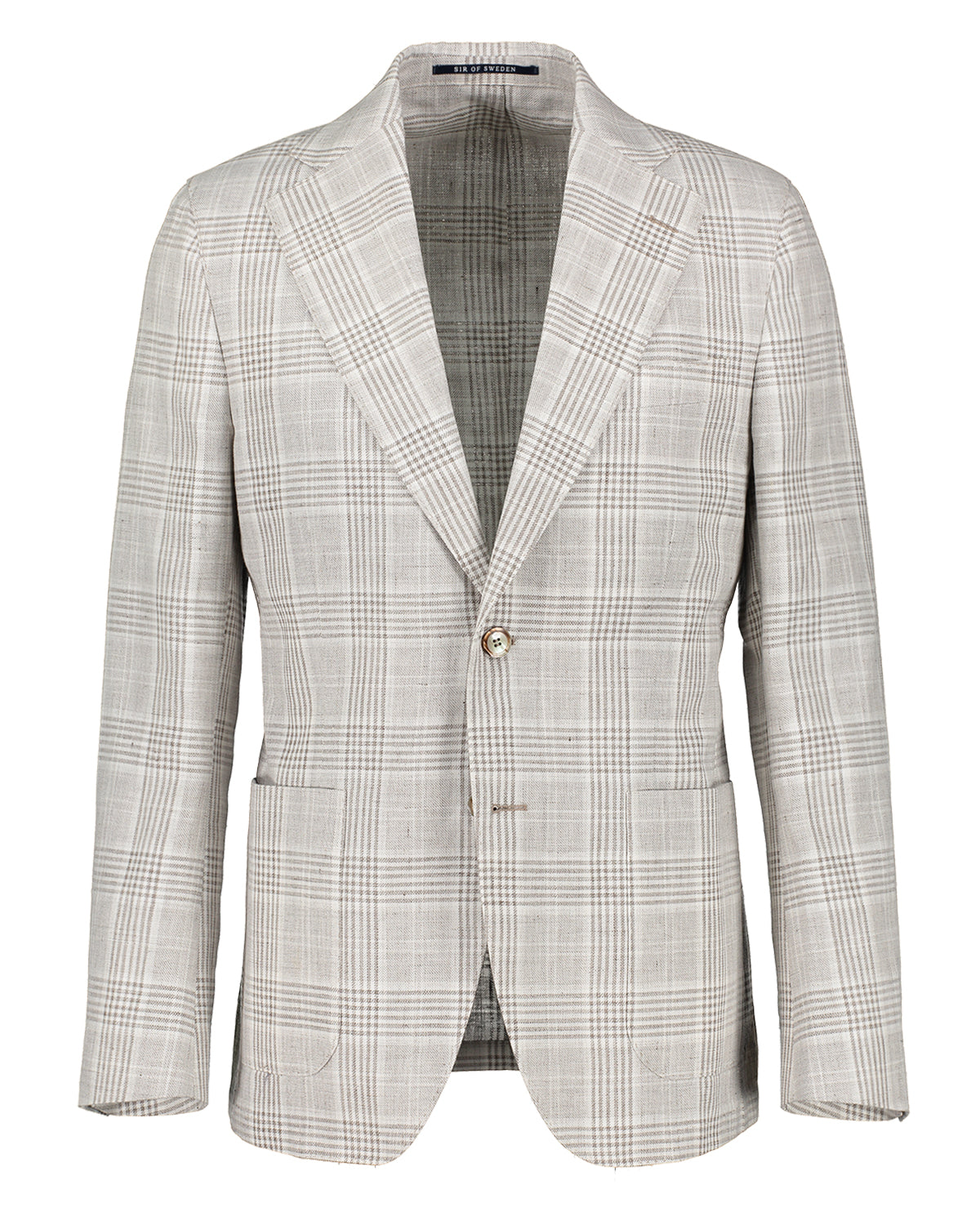 Riviera Beige Glencheck Cotton Linen Jacket Front