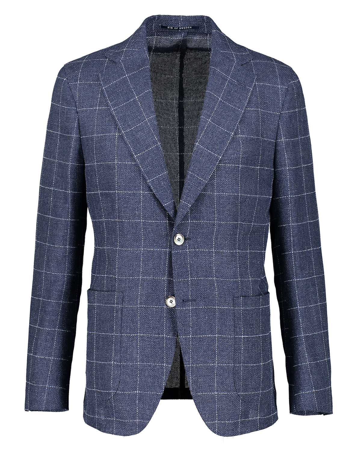 Blue Windowpane Wool Linen Jacket Front