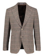 Brown checkered blazer on a white background