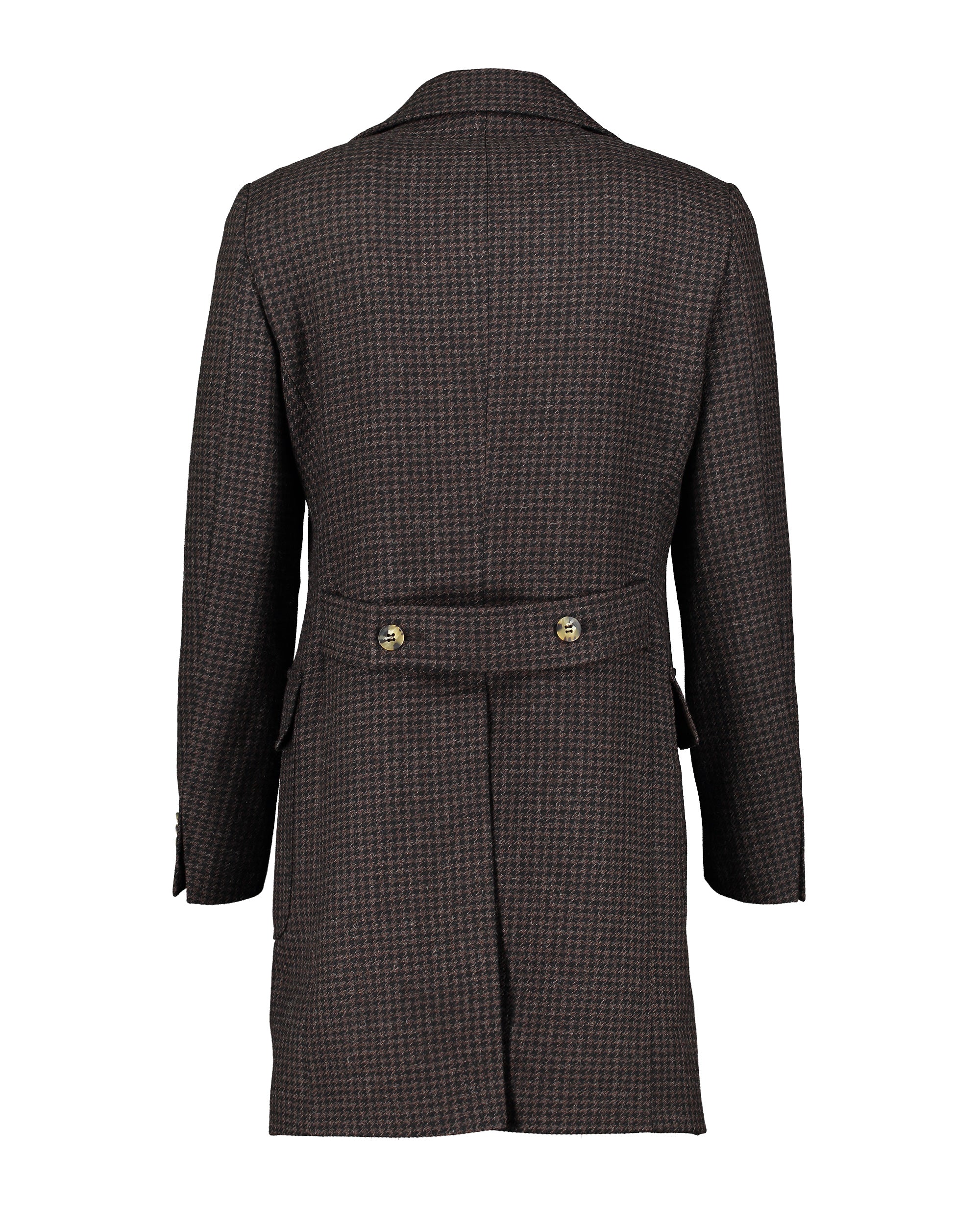 Corleone Brown Houndstooth Double-Breasted Polo Coat