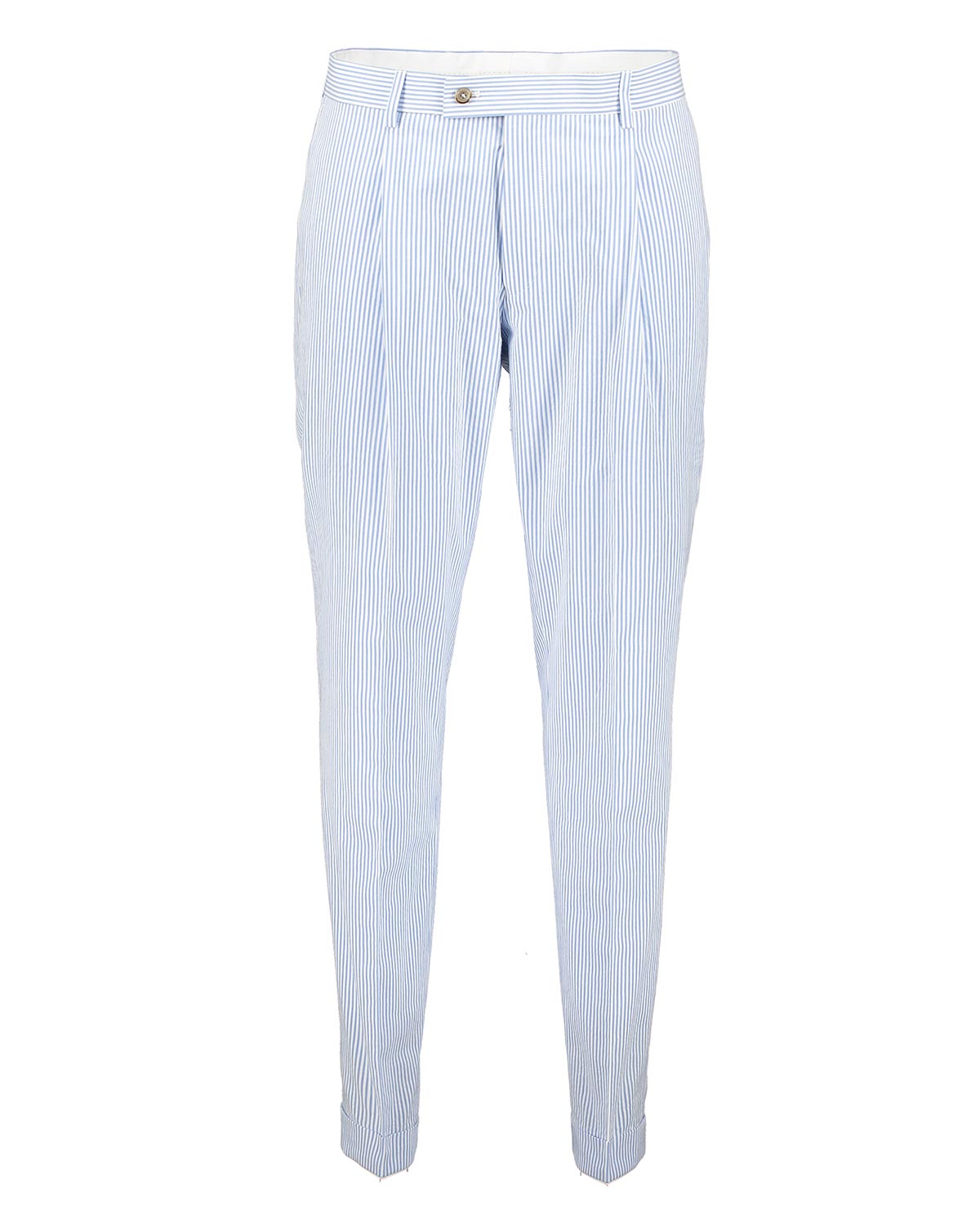 Alex Light Blue Striped Seersucker Trousers