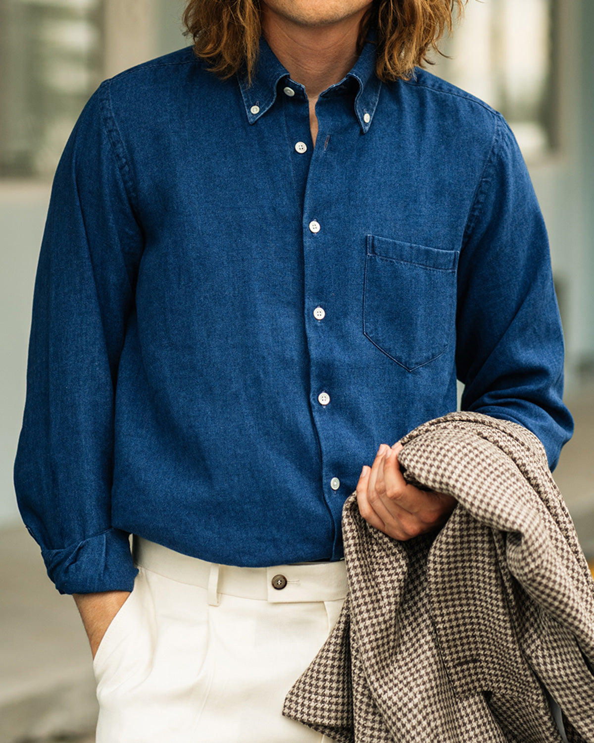Jerry Navy Blue Washed Denim Shirt