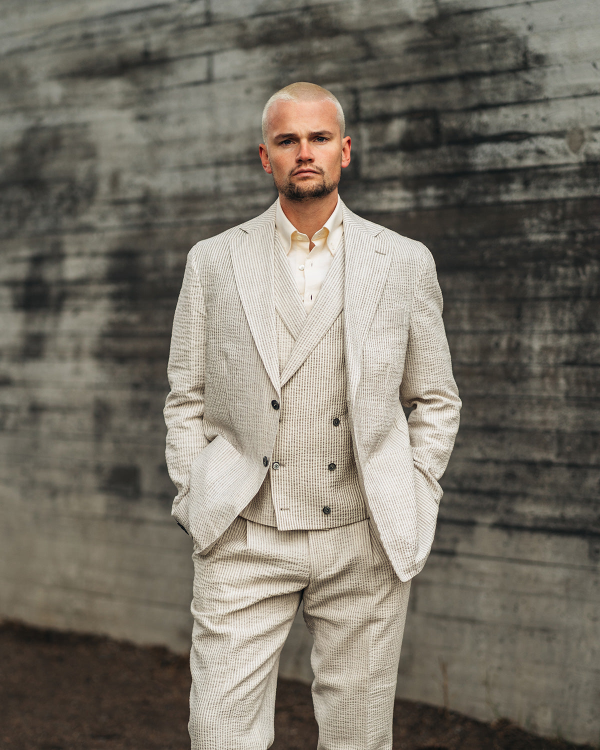 Riviera Beige Linen Seersucker Jacket
