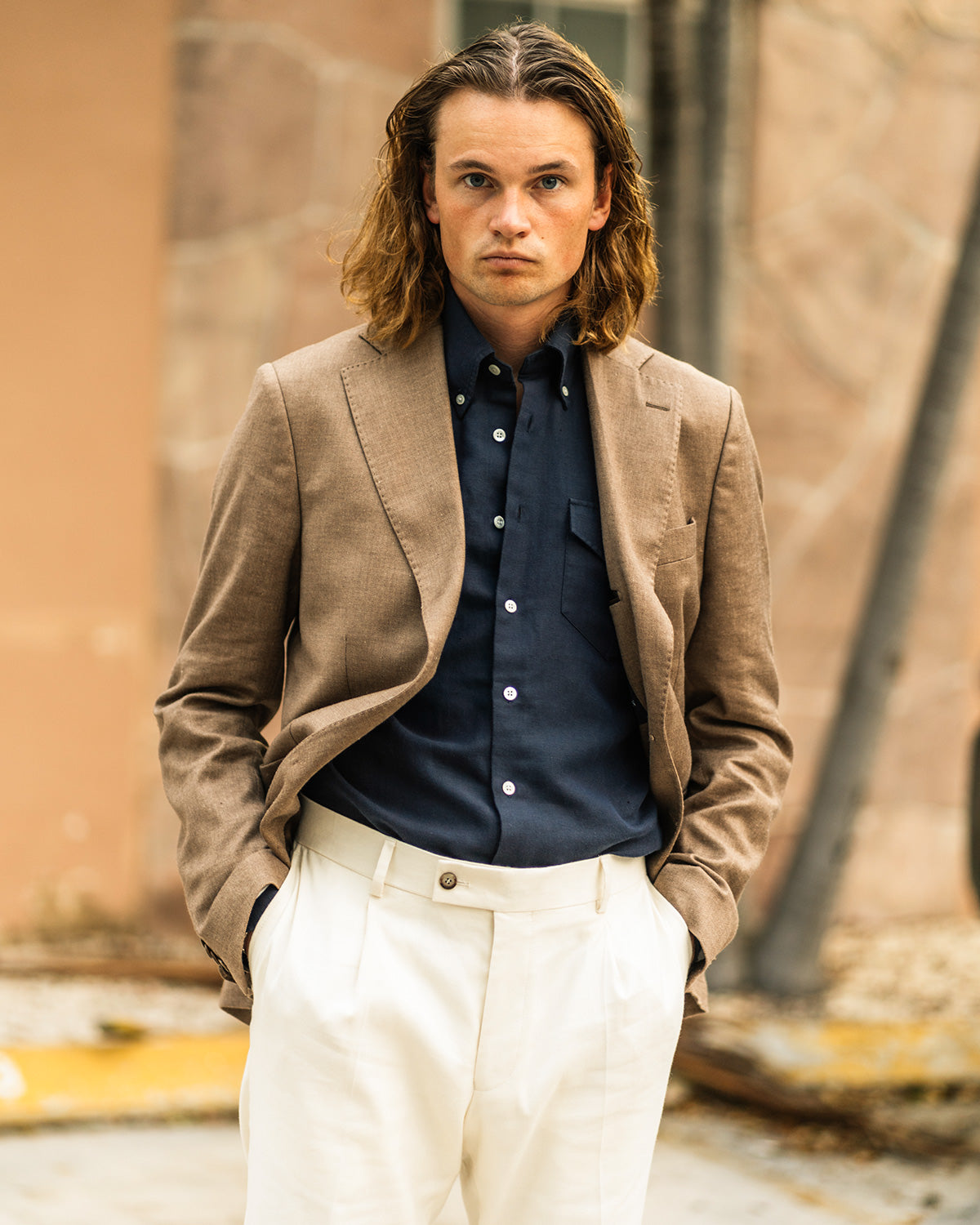 Ness Brown Linen Stretch Jacket