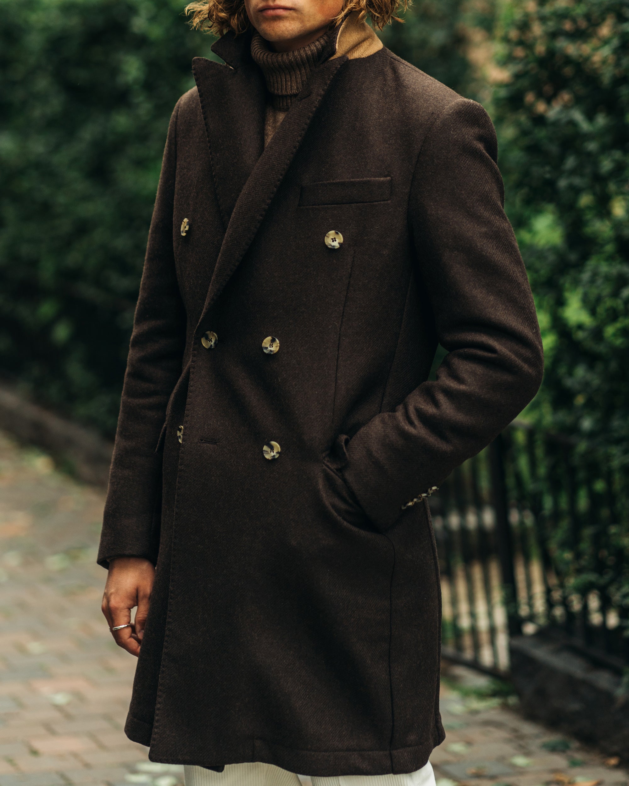 Troy Brown Double-Breasted Coat