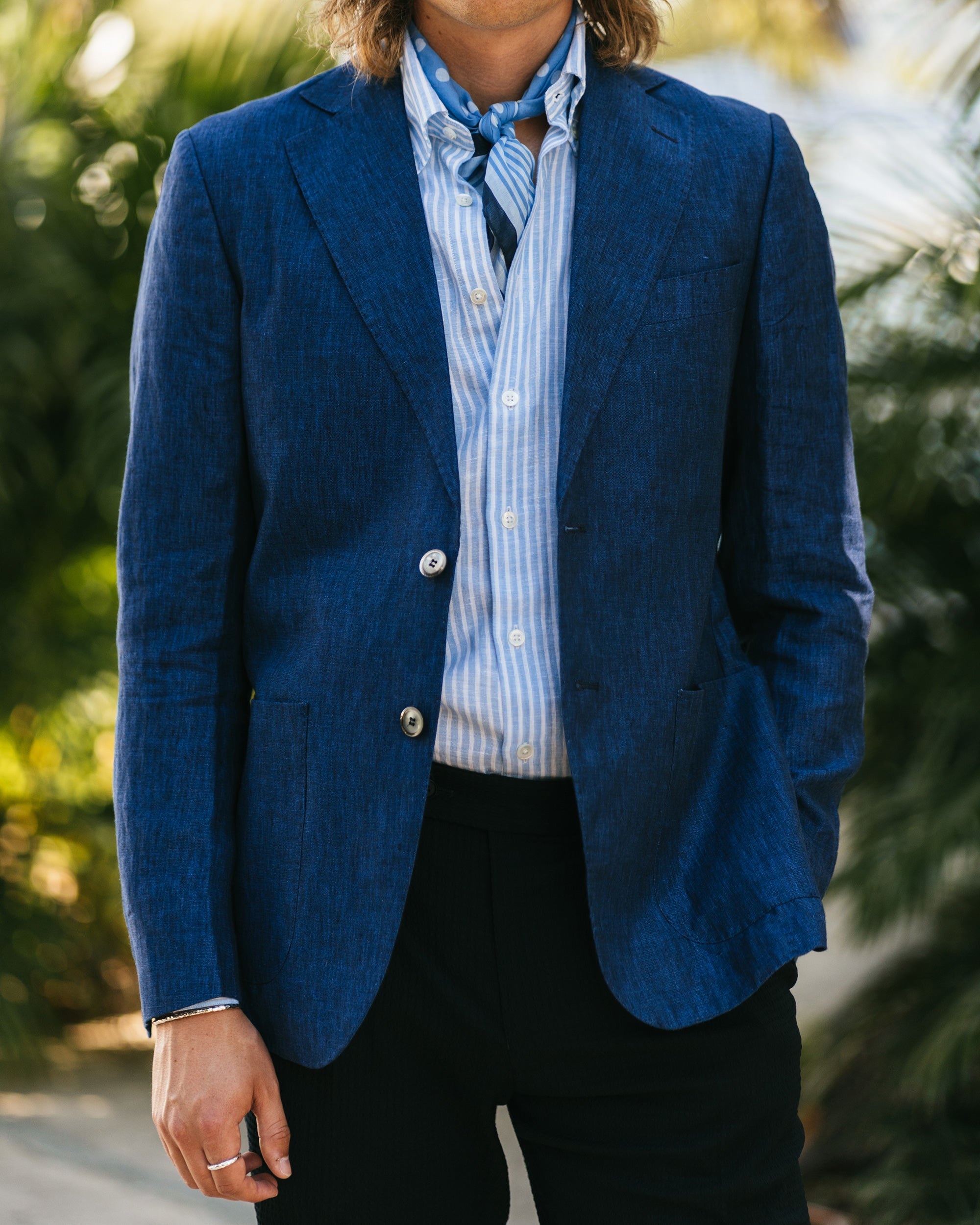 Ness Blue Linen Jacket