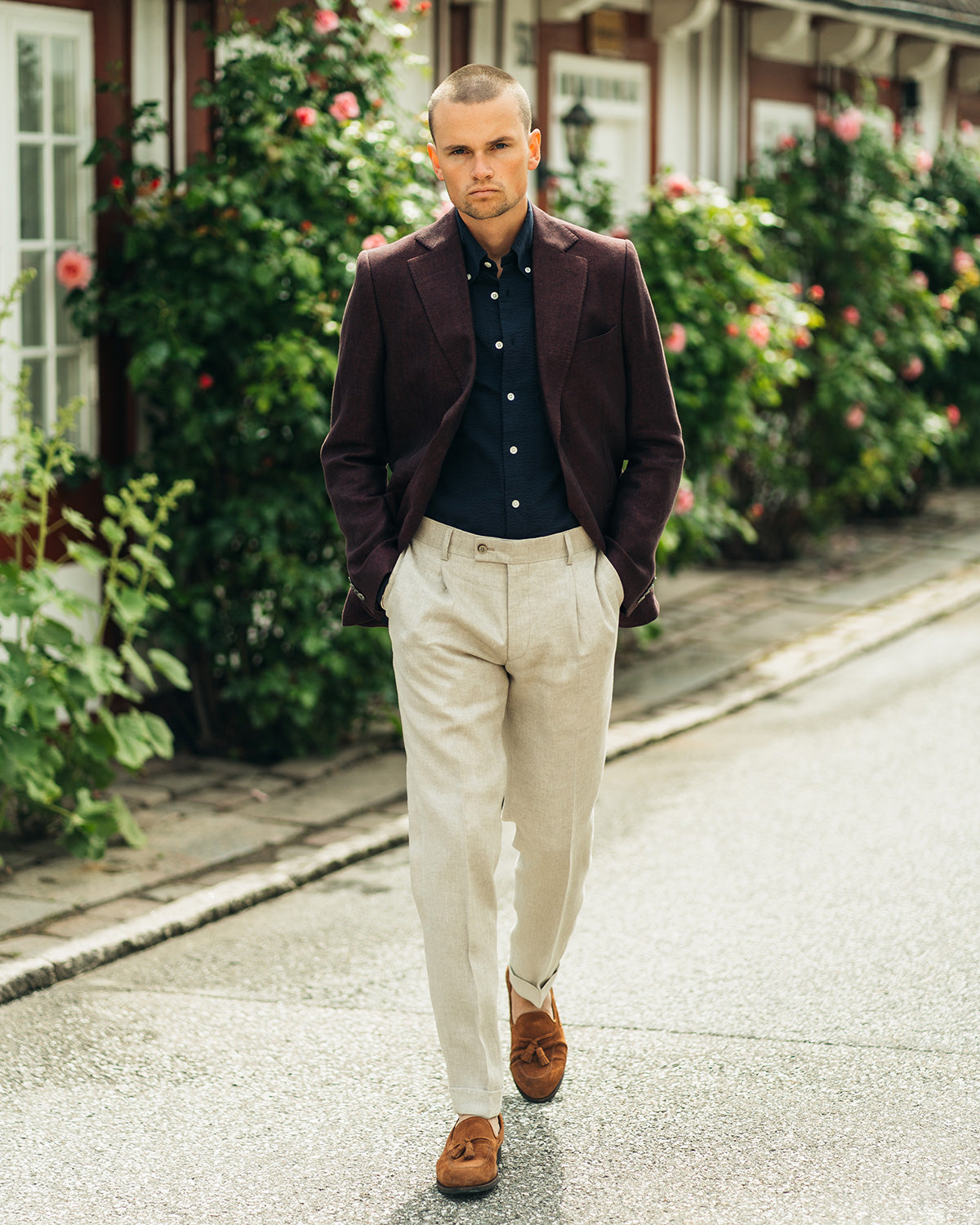 Ness Burgundy Linen Jacket