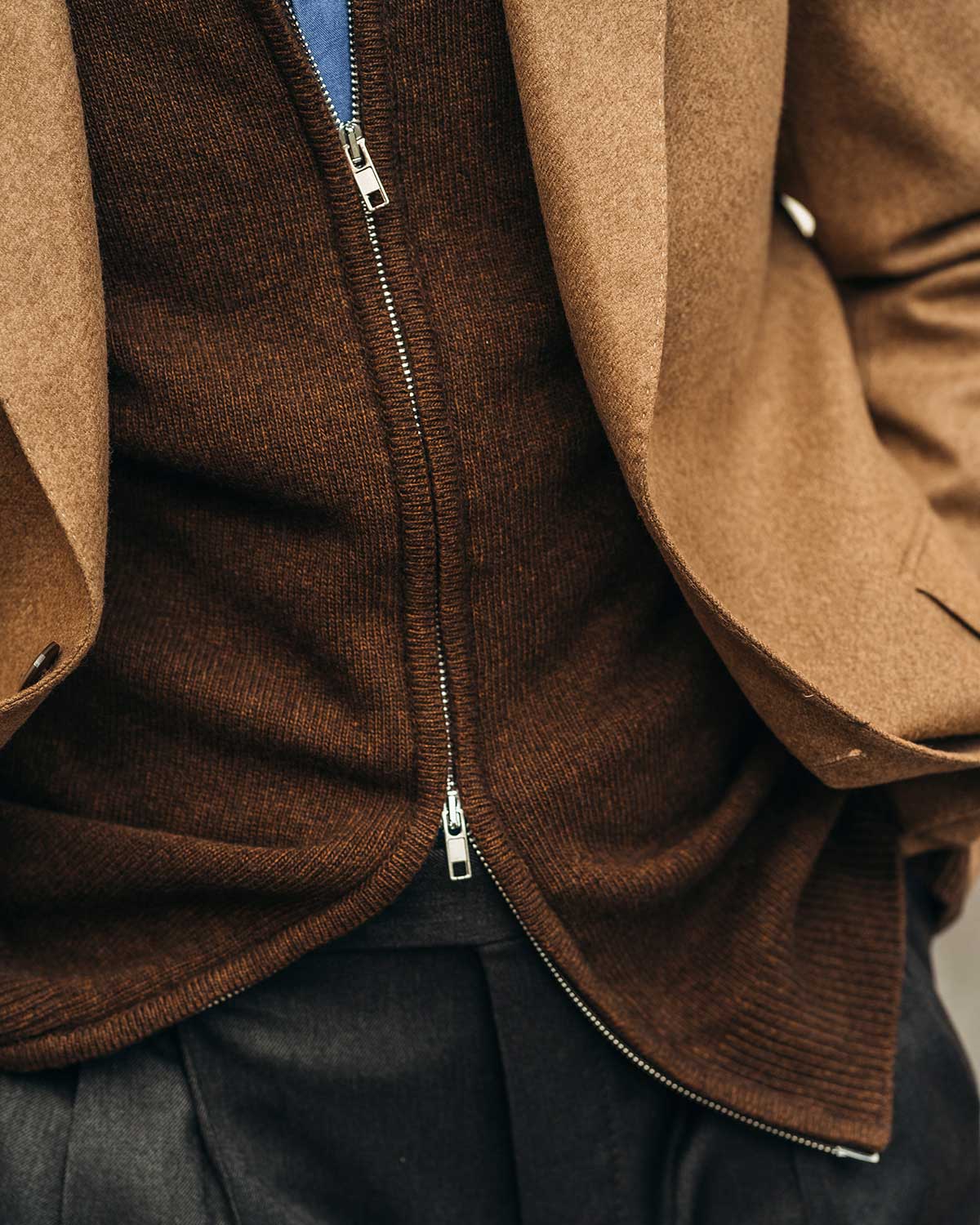 Ivar Brown Full Zip Sweater
