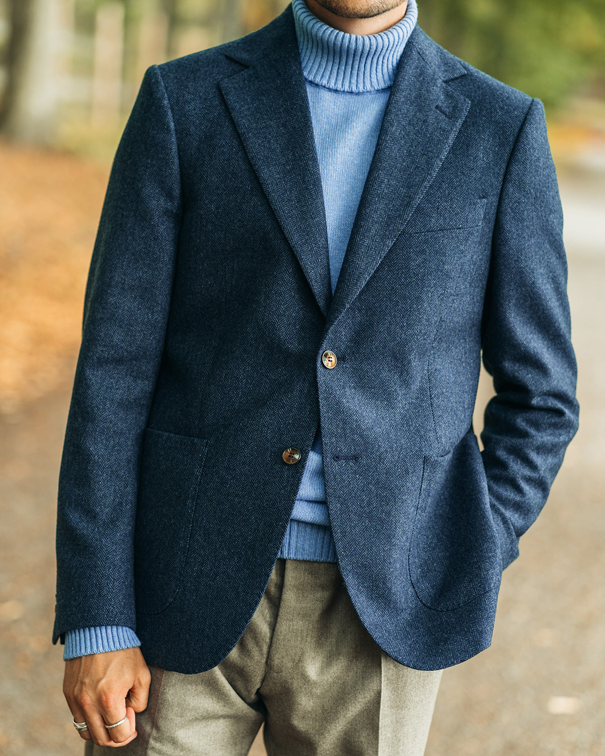 Neil Blue Herringbone Jacket