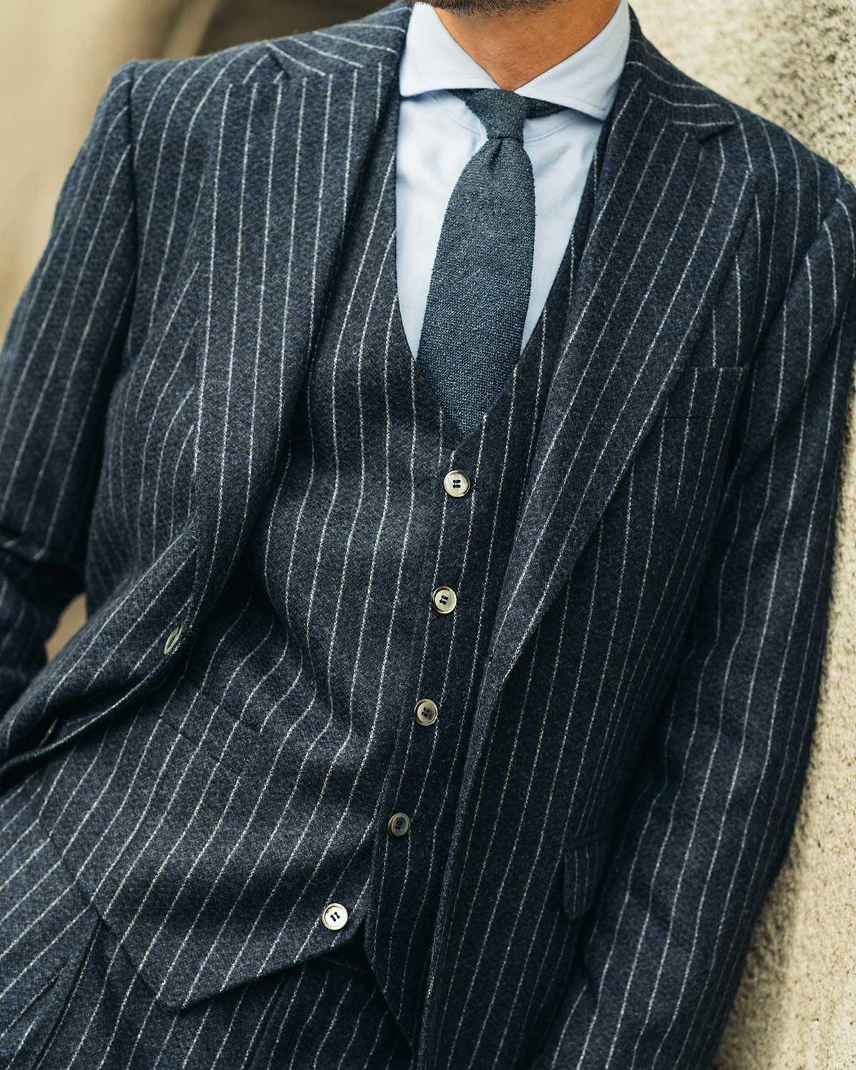 Eliot Blue Chalk Stripe Flannel Suit