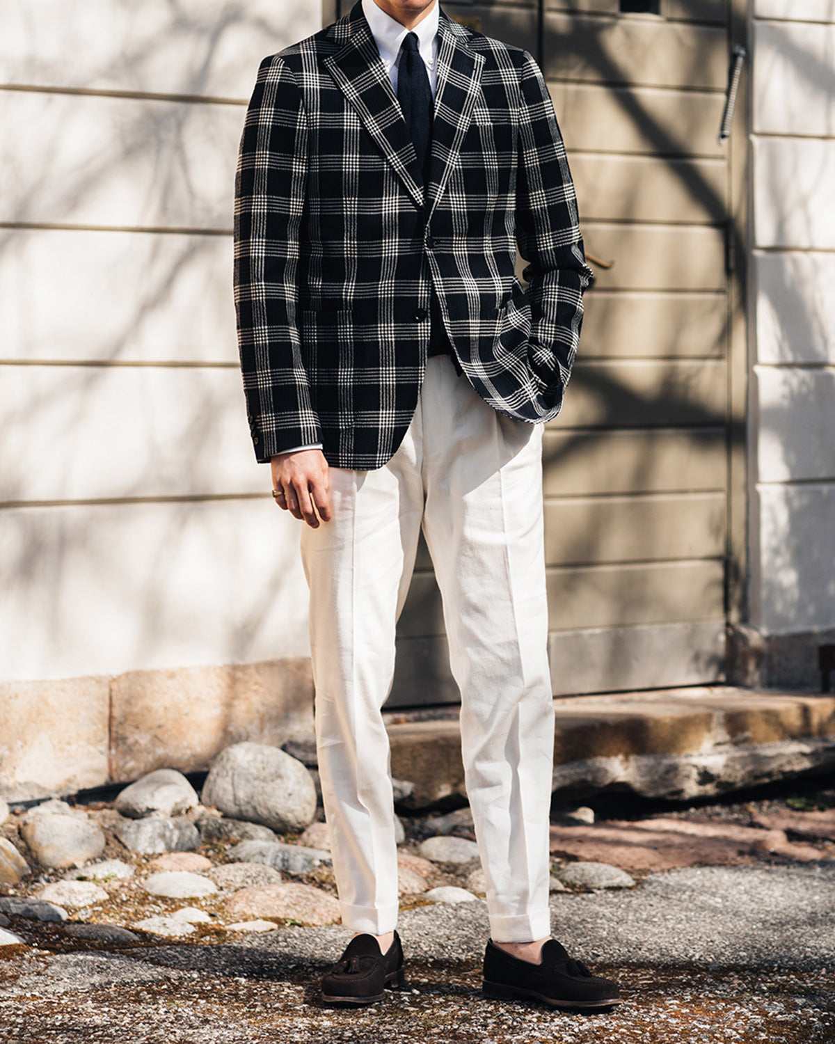 Ness Navy Glencheck Seersucker Jacket