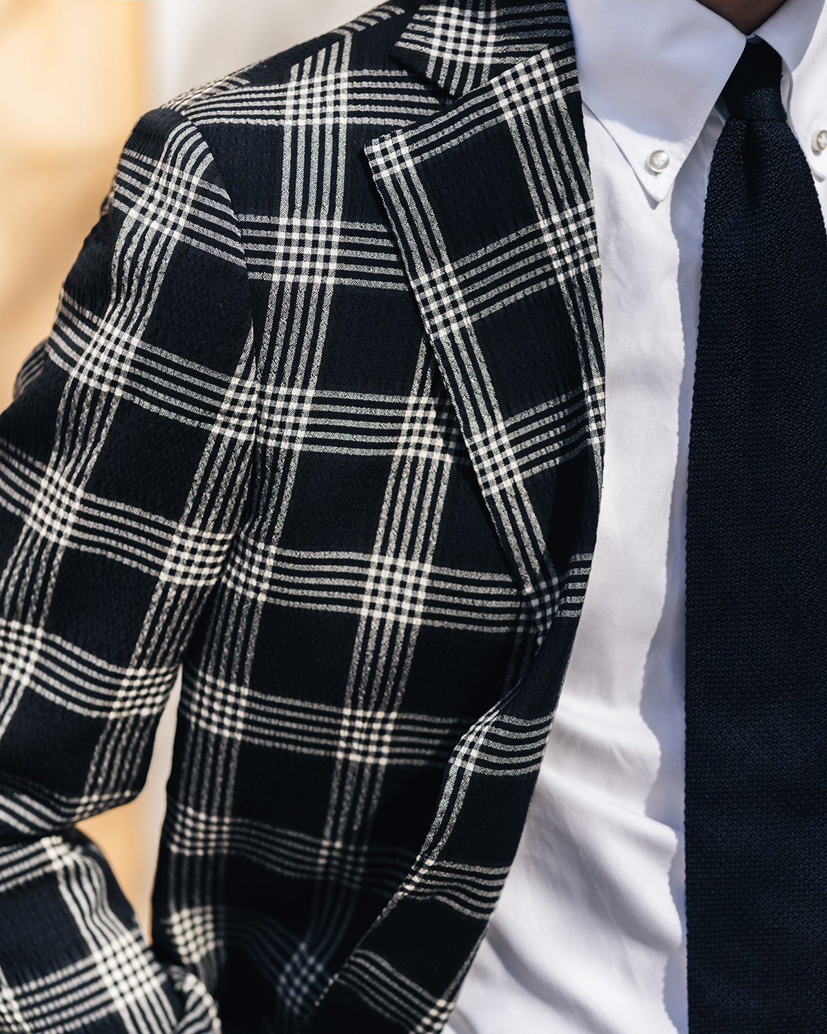 Ness Navy Glencheck Seersucker Jacket