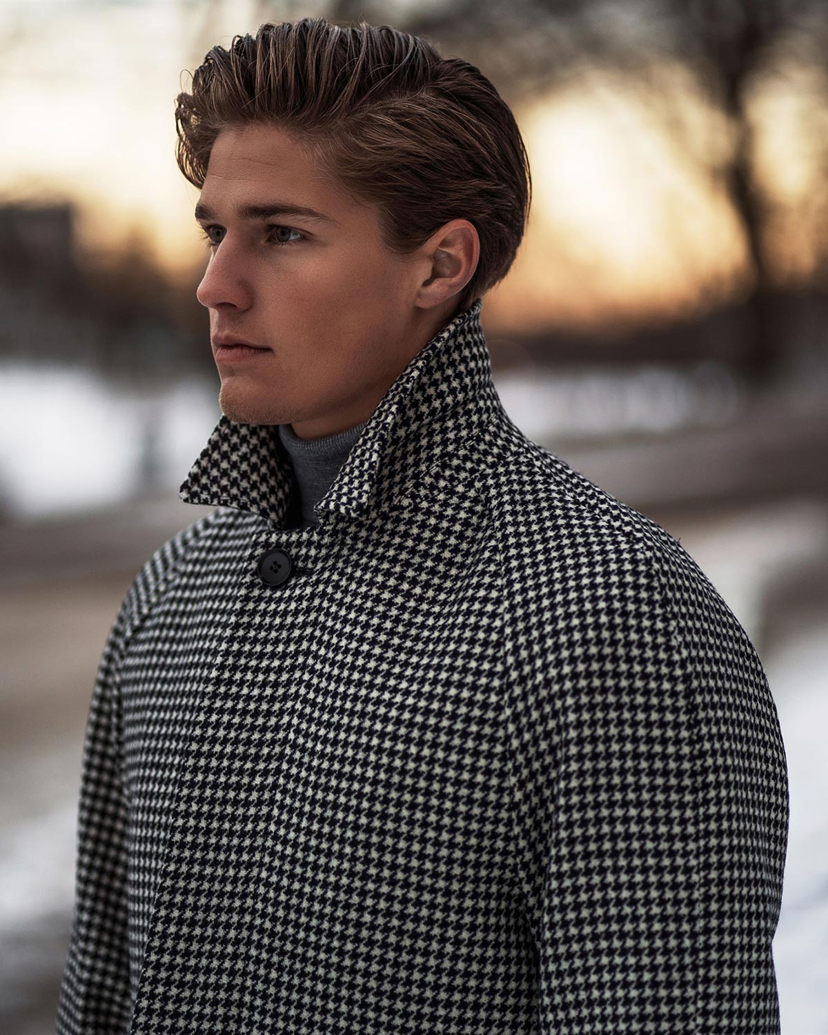 Neo Black And White Houndstooth Coat