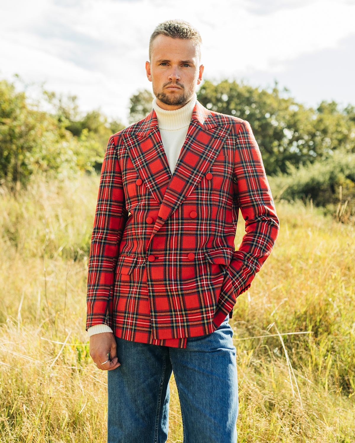 Ralph Tartan Check Double Breasted Jacket