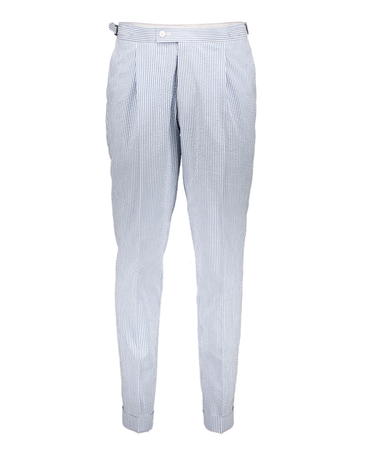 Alex Light Blue Striped Seersucker Trousers