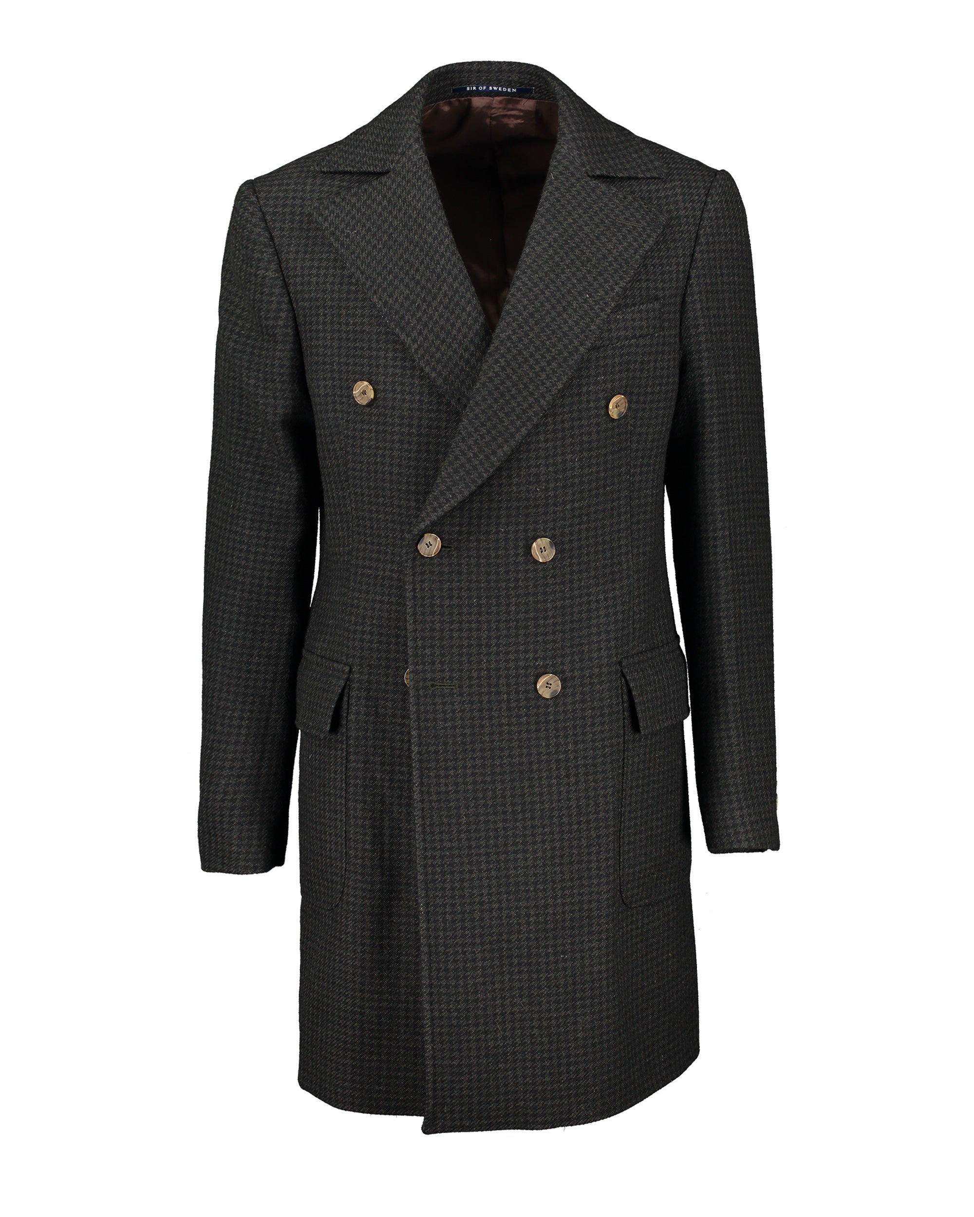 Corleone Green Houndstooth Double-Breasted Polo Coat