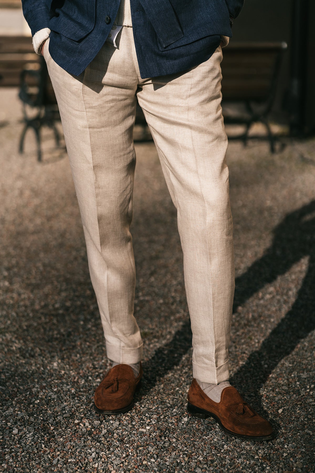 Alex Beige Linen Trousers