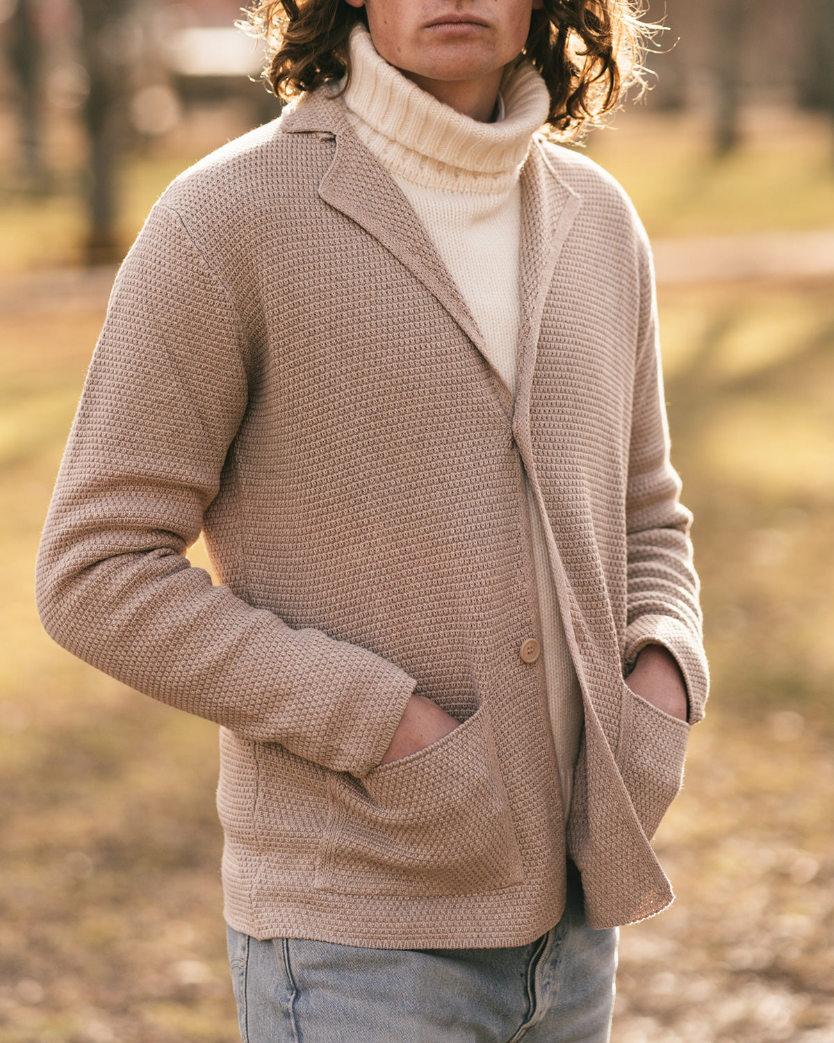 Matera Beige Knitted Jersey Jacket