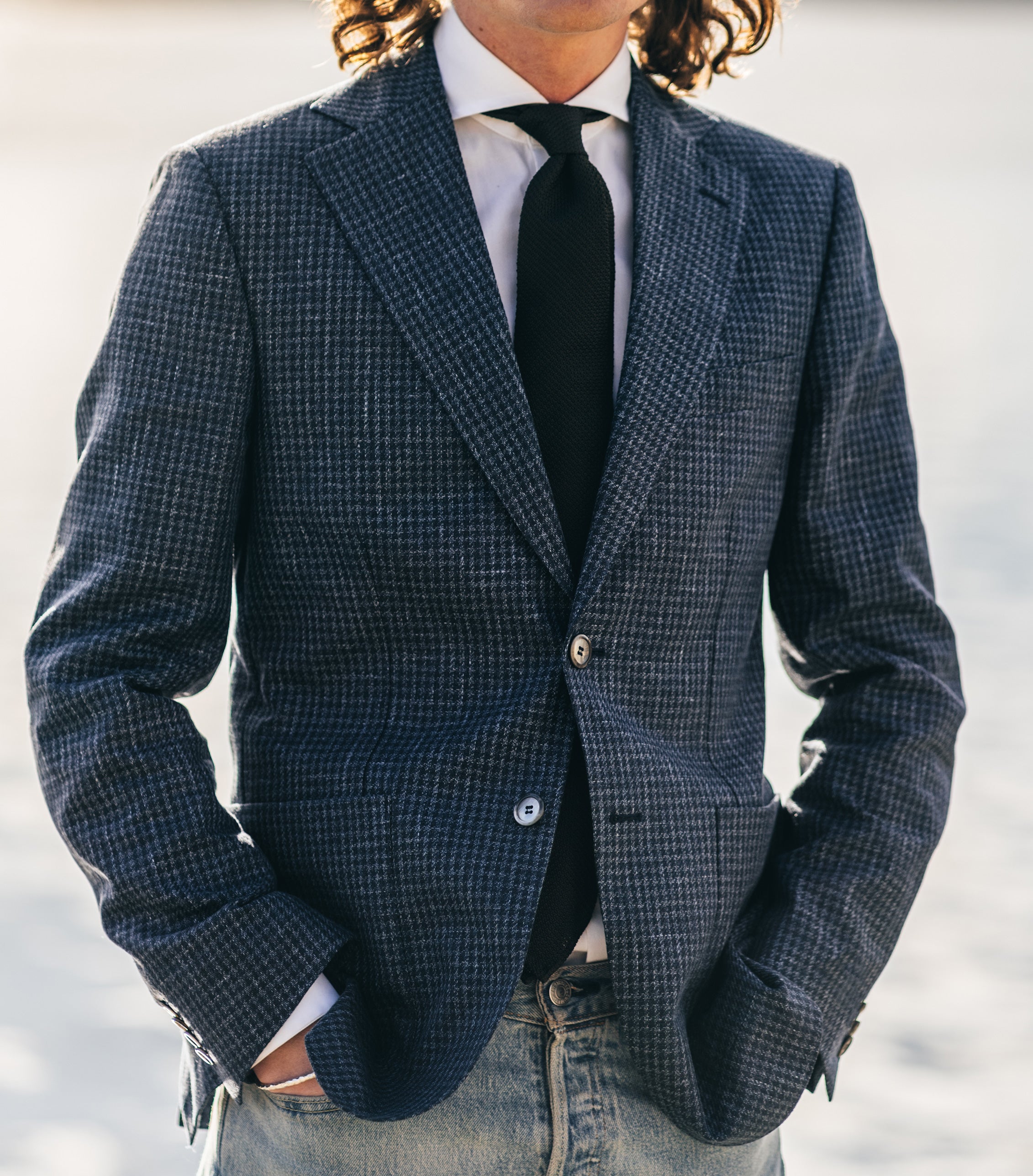 Blue houndstooth outlet jacket