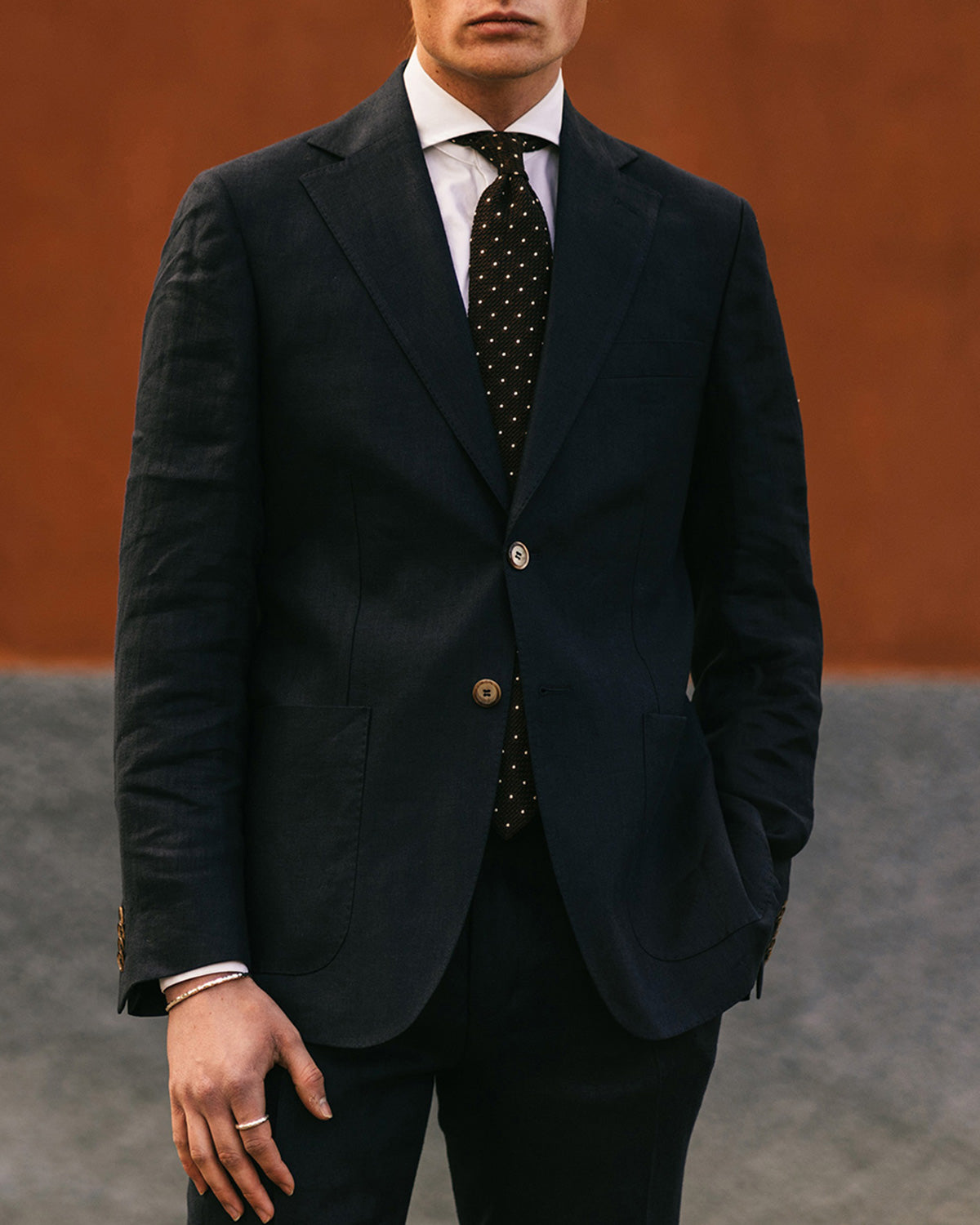 Ness Navy Linen Jacket
