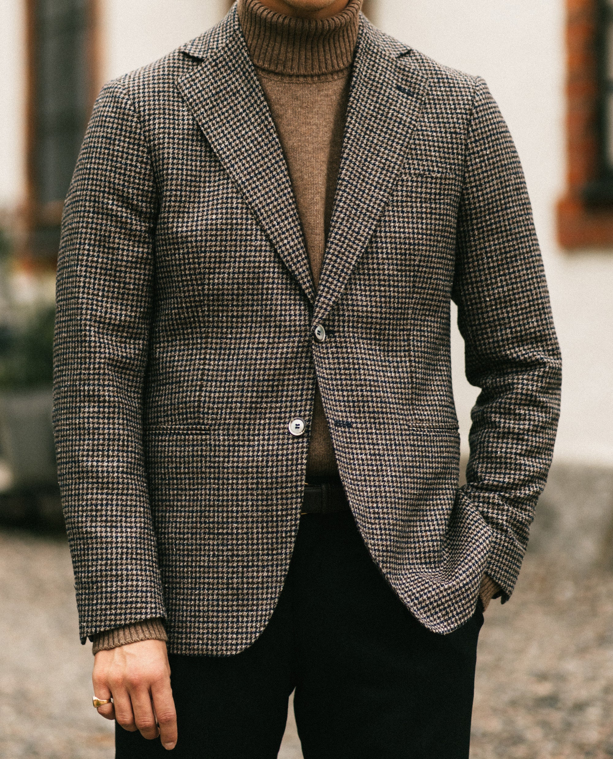 Eliot Brown and Blue Houndstooth Jacket