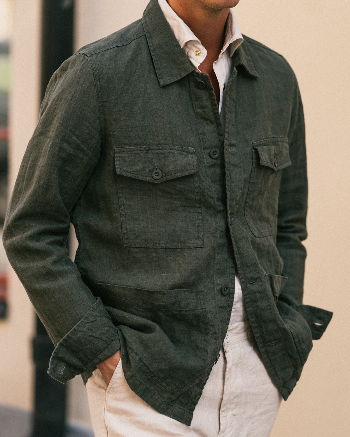 Jake Green Linen Overshirt