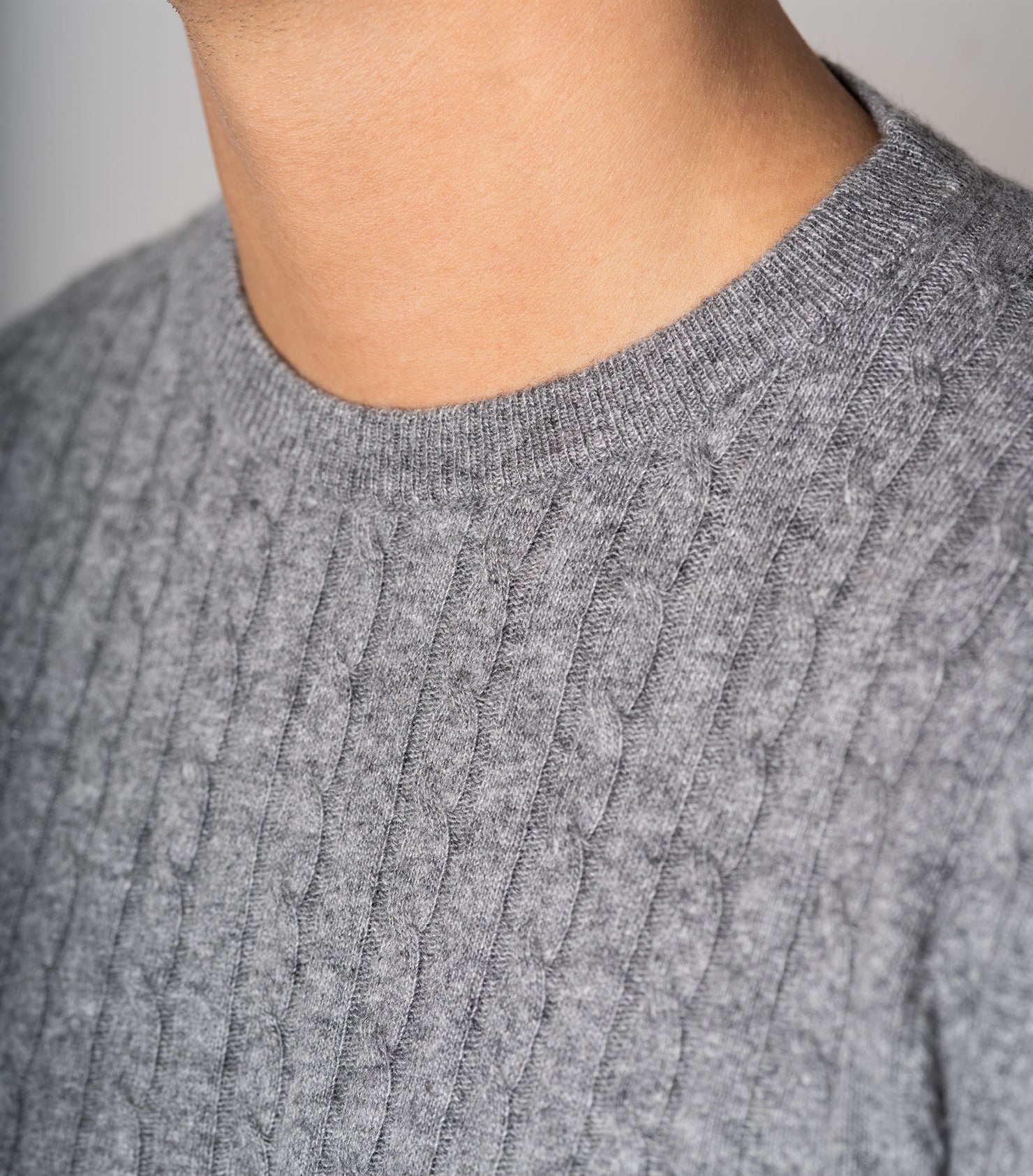 Enar Light Grey Cable Knit Sweater