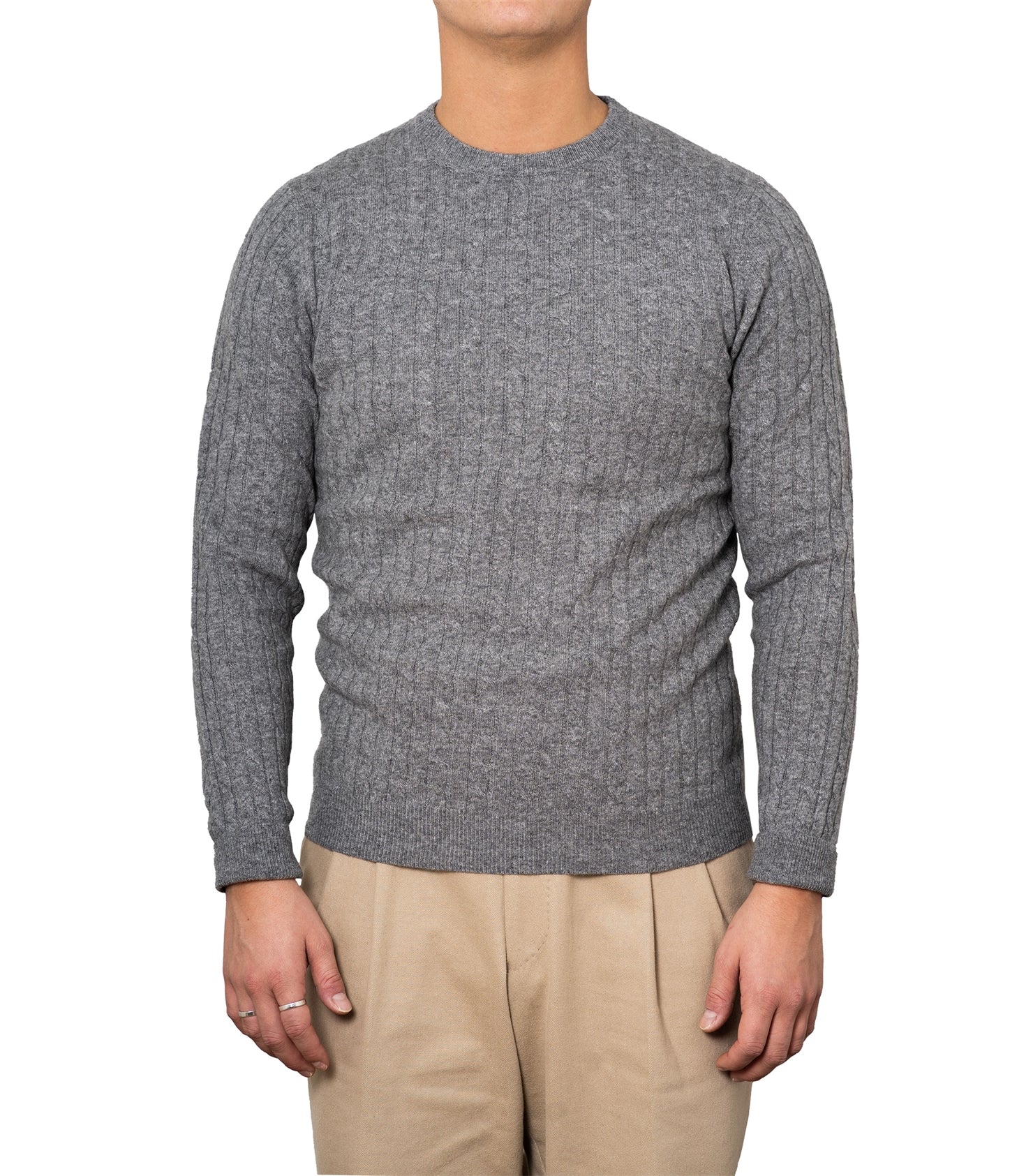 Enar Light Grey Cable Knit Sweater