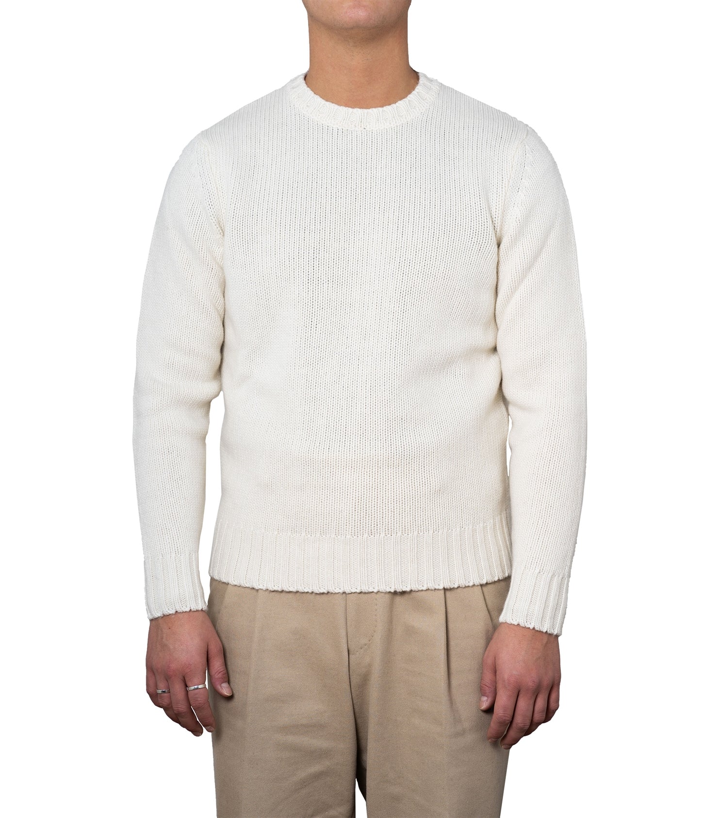 Harald White Heavy Knit Crewneck