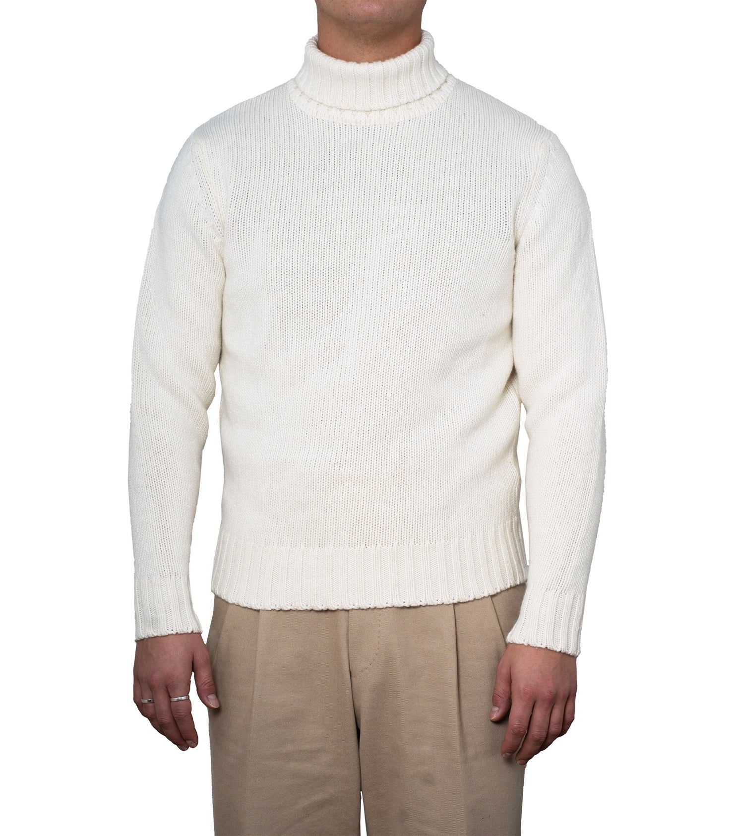 Ragnar White Heavy Knit Rollneck
