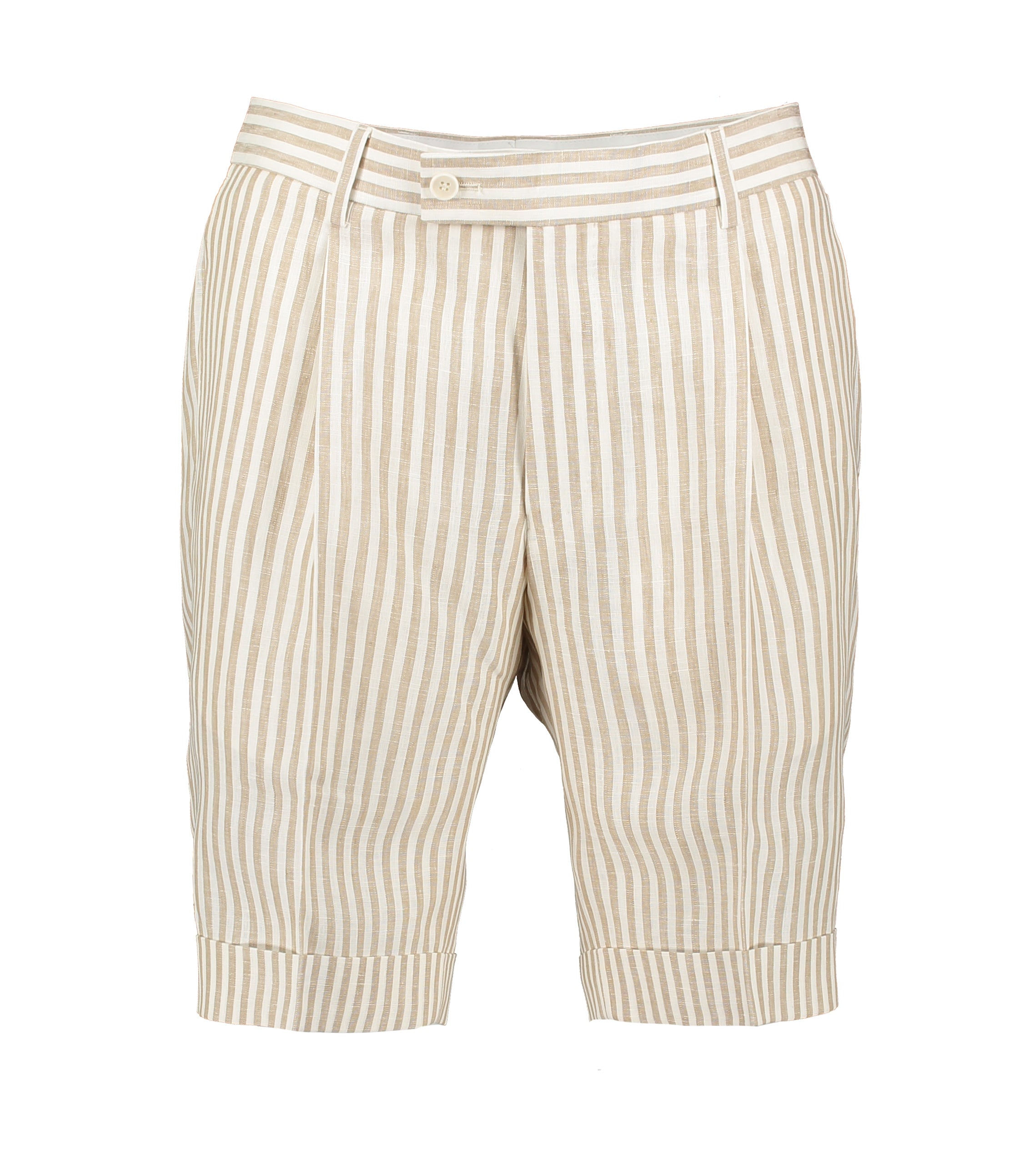 Charlie Beige Striped Linen Shorts