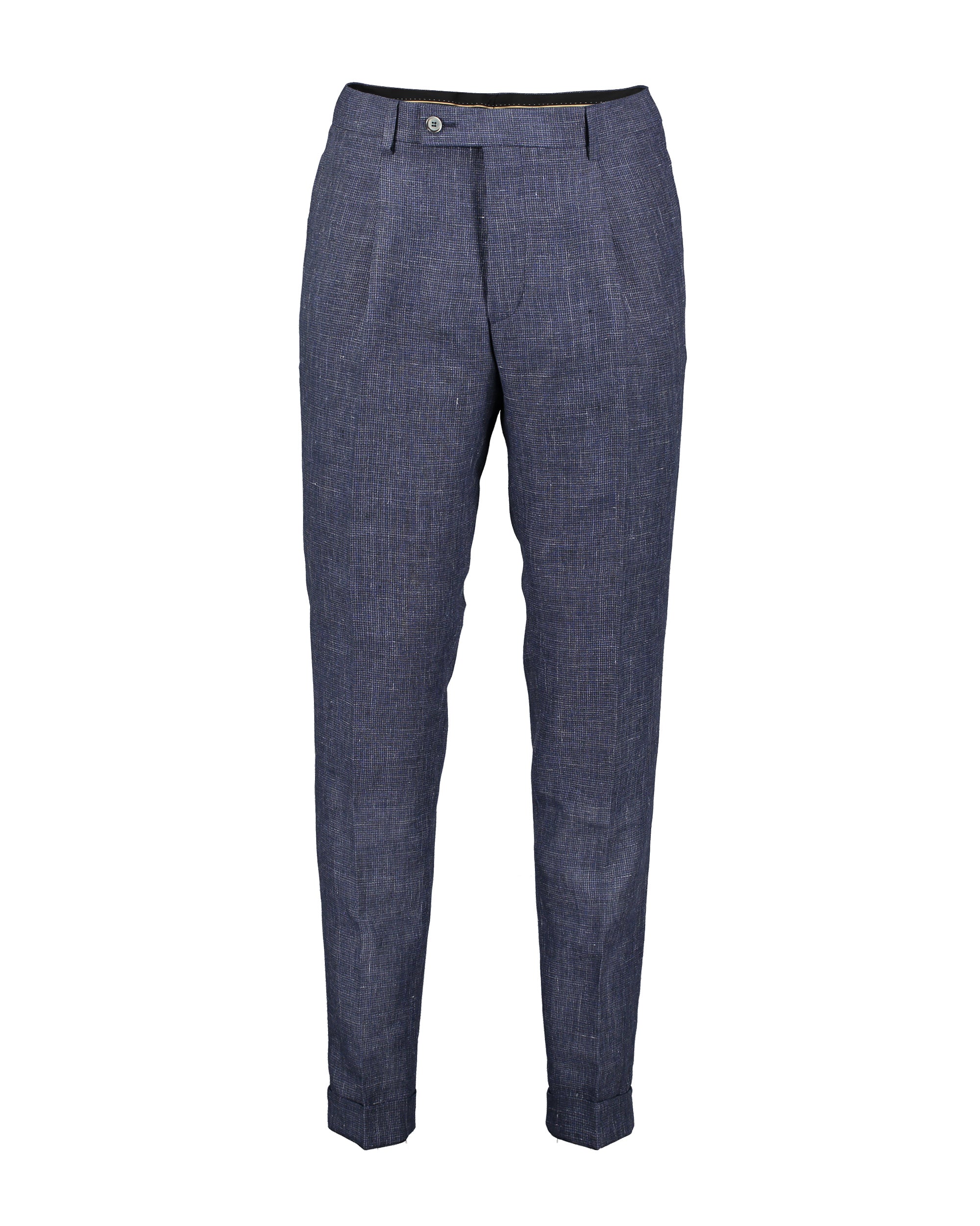 Alex Navy Houndstooth Linen Trousers