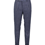 Alex Navy Houndstooth Linen Trousers