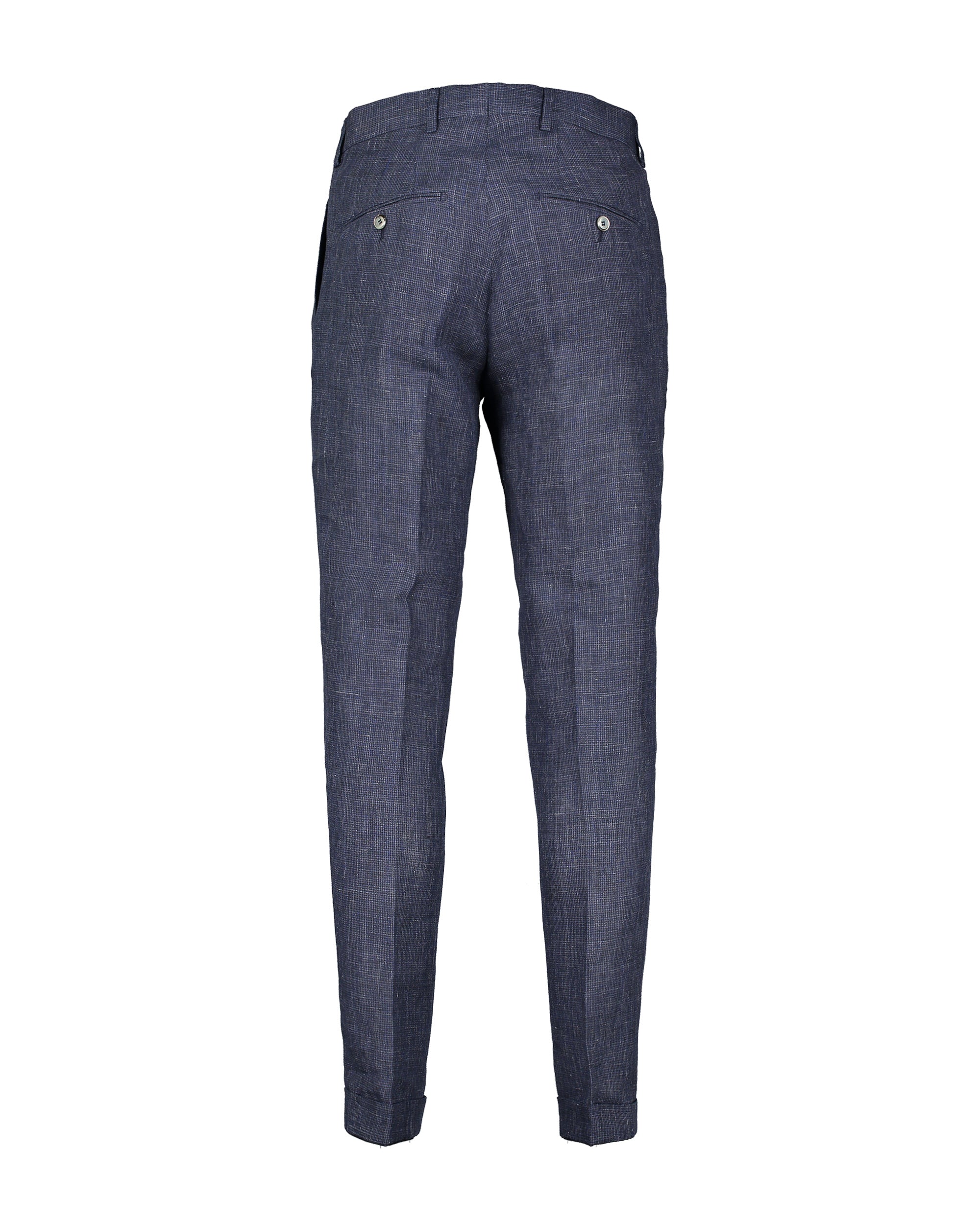 Alex Navy Houndstooth Linen Trousers