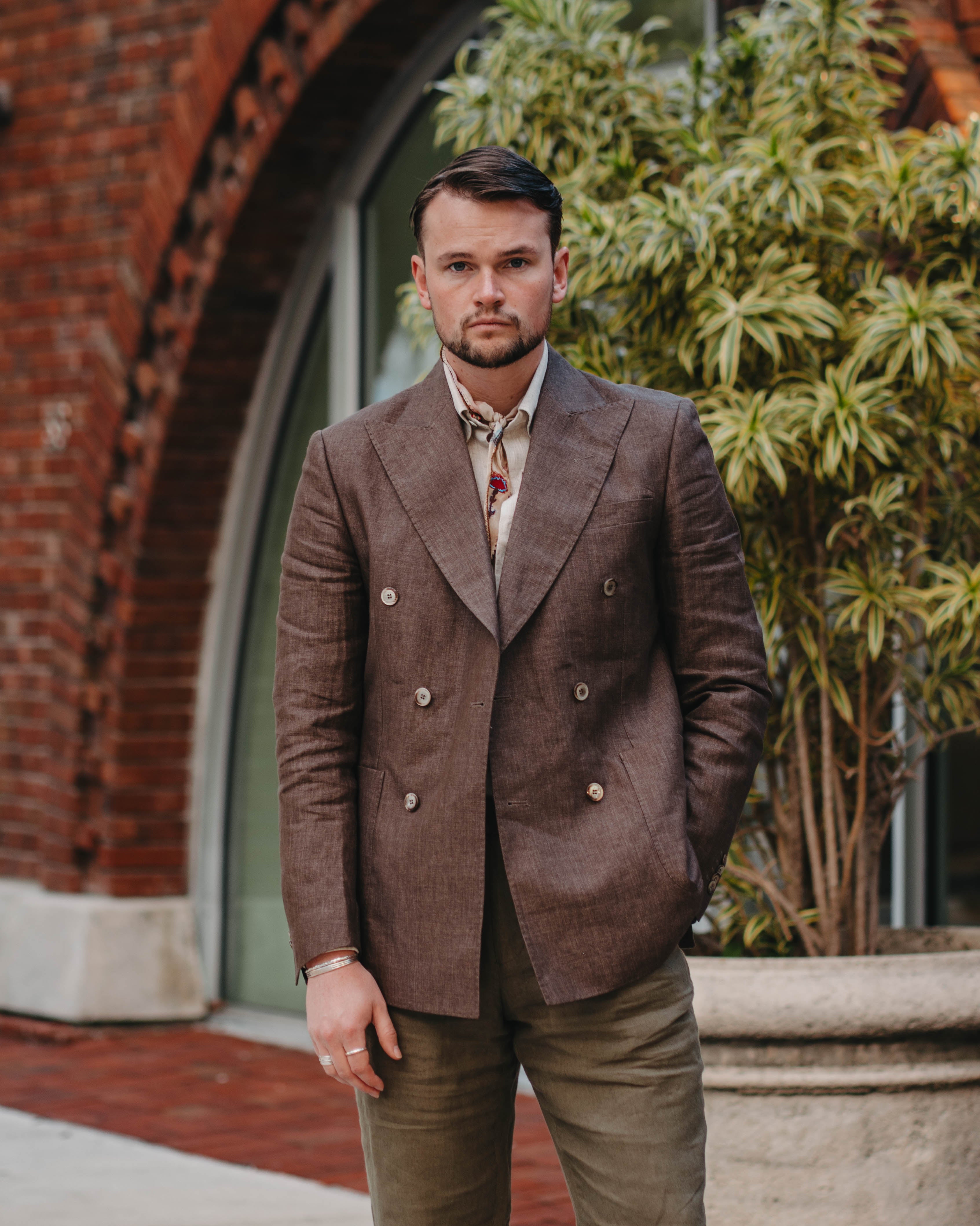 Malone DB Brown Linen jacket – SIR of Sweden