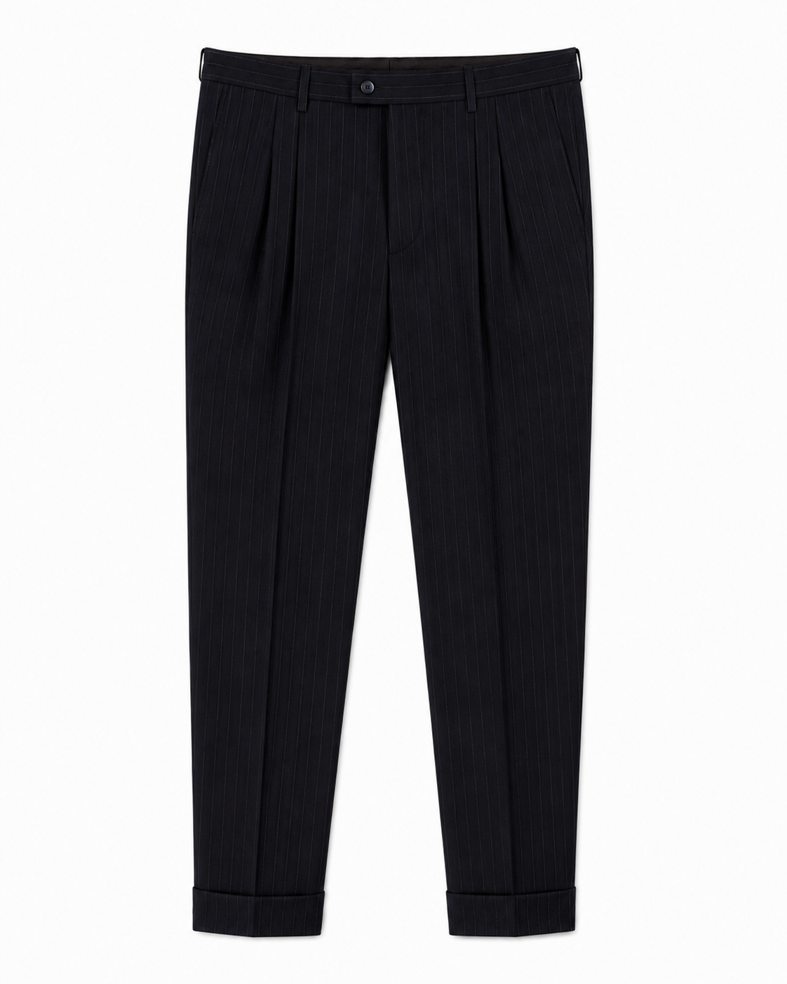 Eliot High Twist Navy Chalk Striped suit
