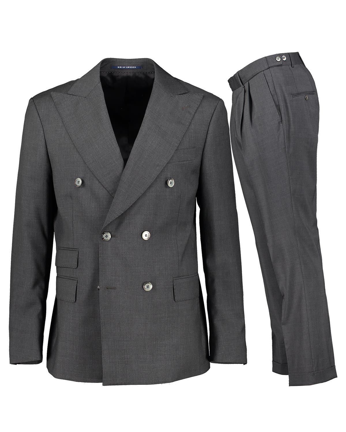 Grey double-breasted suit 