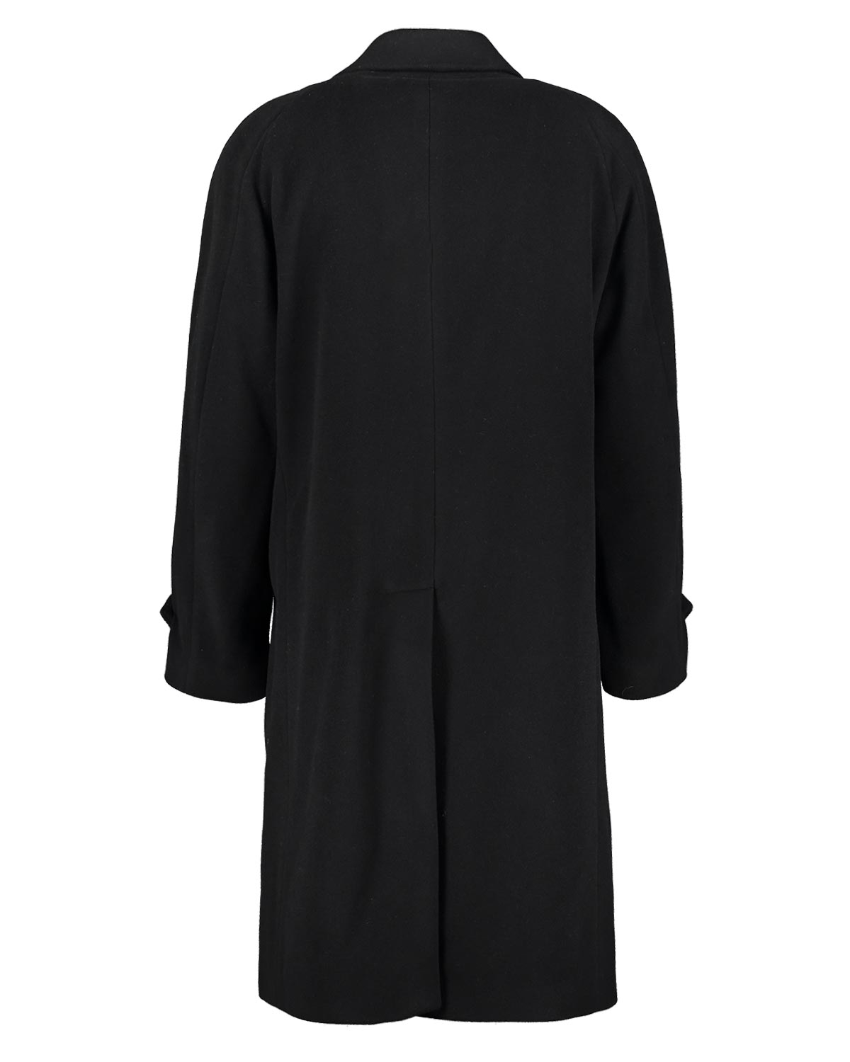 Black coat with raglan shoulder on a white background