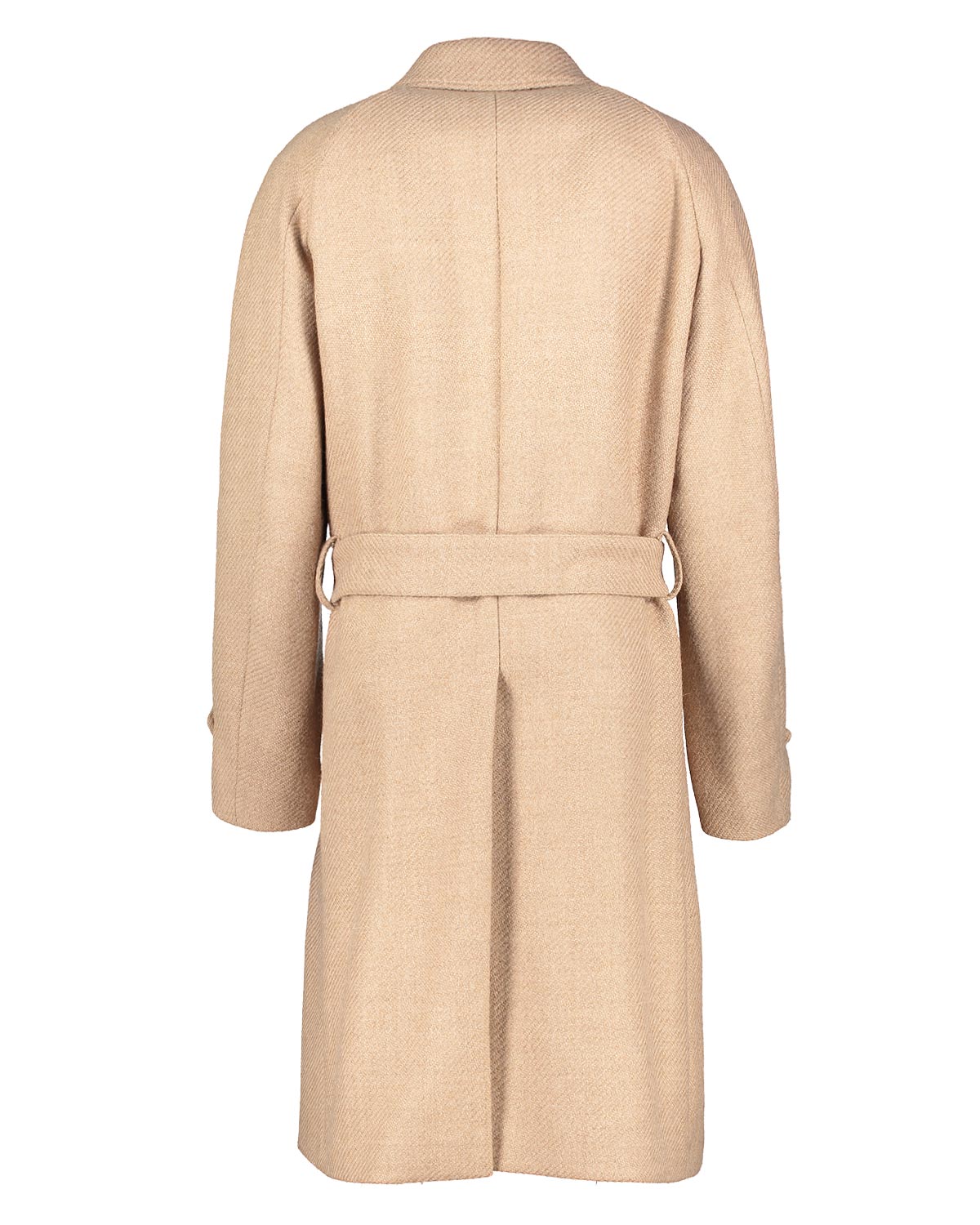 Beige coat with a belt on a white background