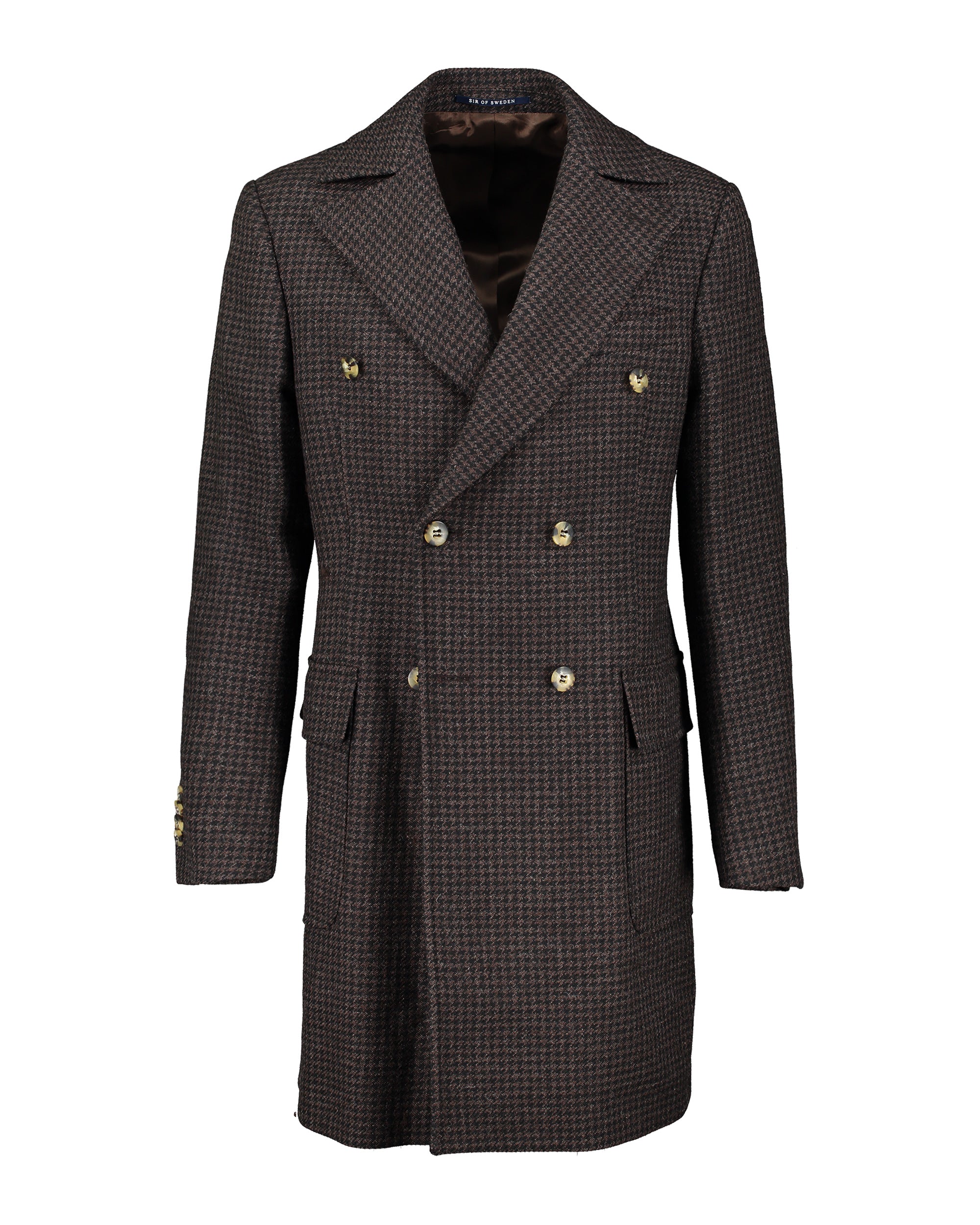 Corleone Brown Herringbone Double-Breasted Polo Coat