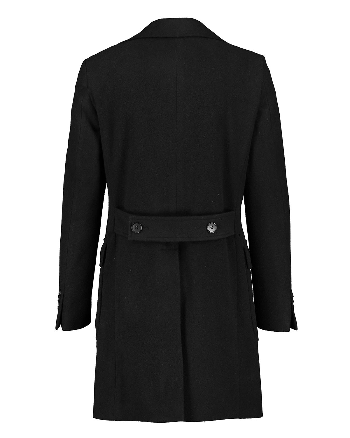 Black coat with a belt on a white background
